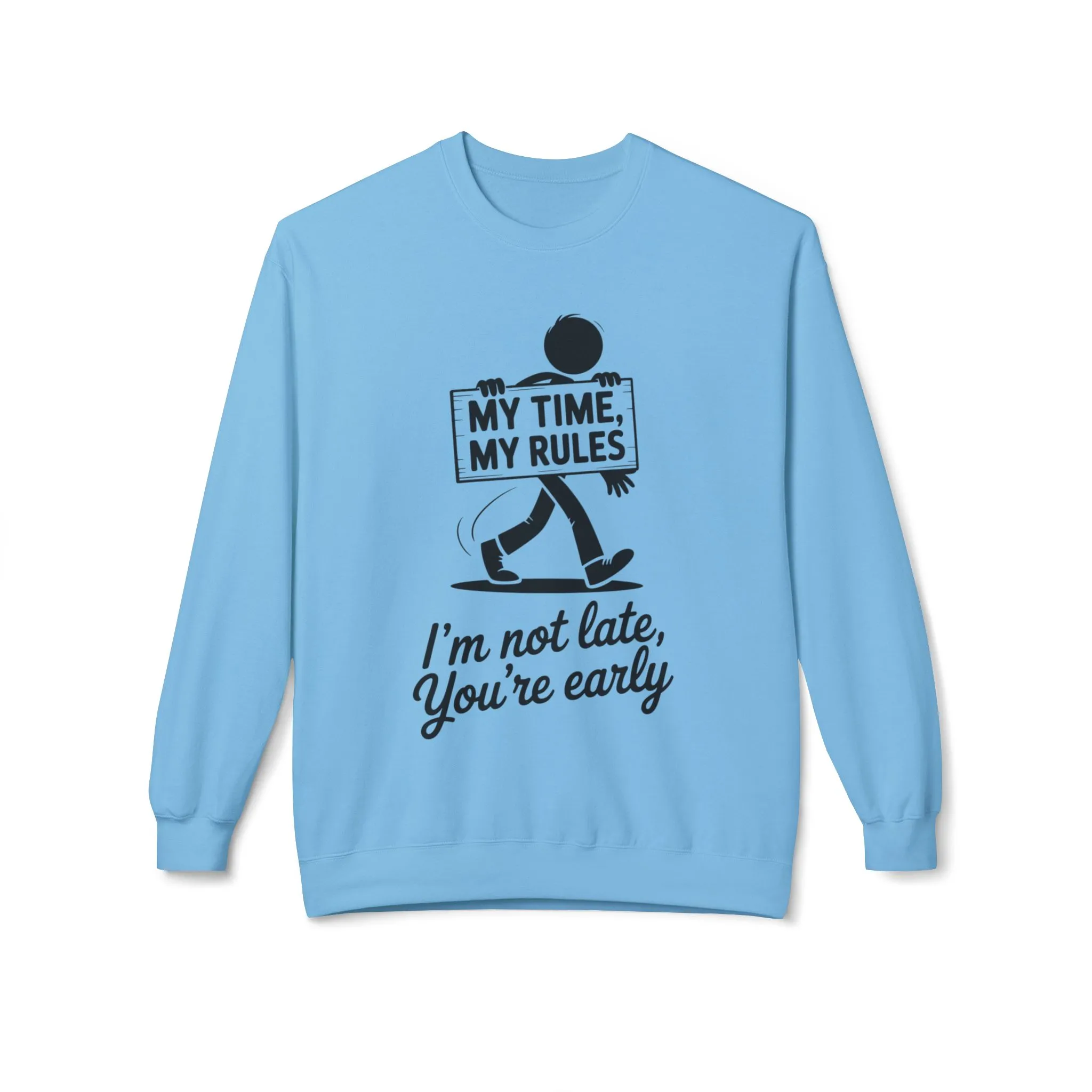 Casual Men's Crewneck Sweatshirt, Funny Sweatshirt for Men, Perfect Gift for Friends, My Time My Rules Design, Time Management Humor - Image 12