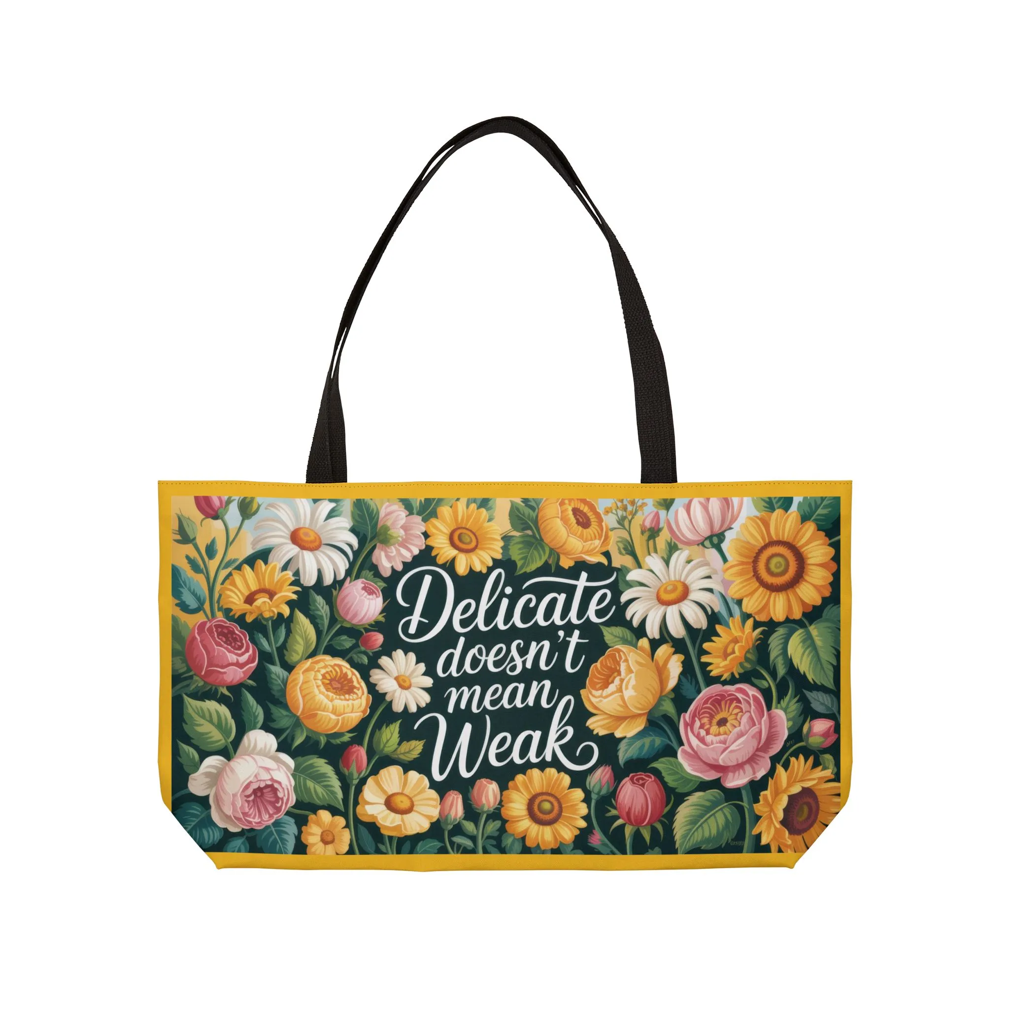 Floral Empowerment Weekender Tote Bag, Inspirational Travel Bag, Motivational Gift, Beach Bag, Gym Tote, Floral Print Carryall - Image 6
