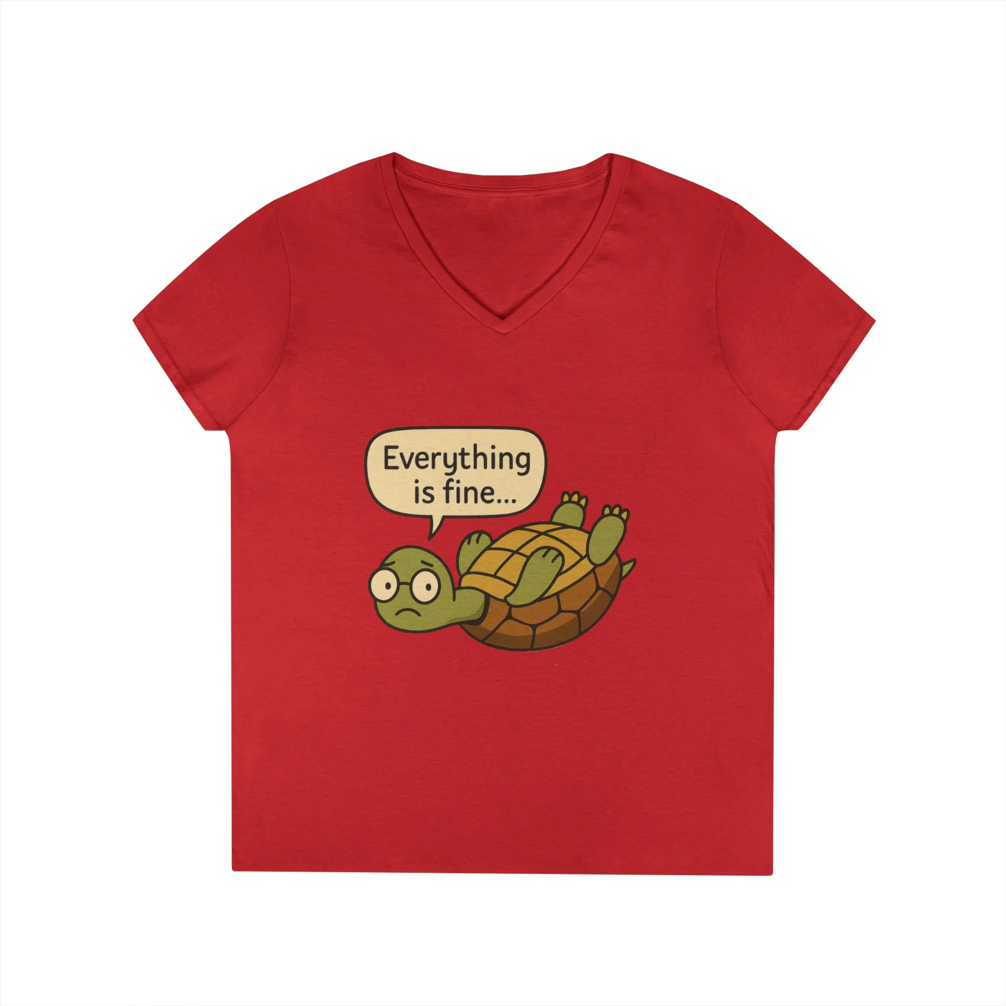 Cute & Comfy Turtle V-Neck T-Shirt - "Everything is fine..." design, Gift for Animal Lovers, Casual Wear, Fun Quotes, Positive message tee - Image 20