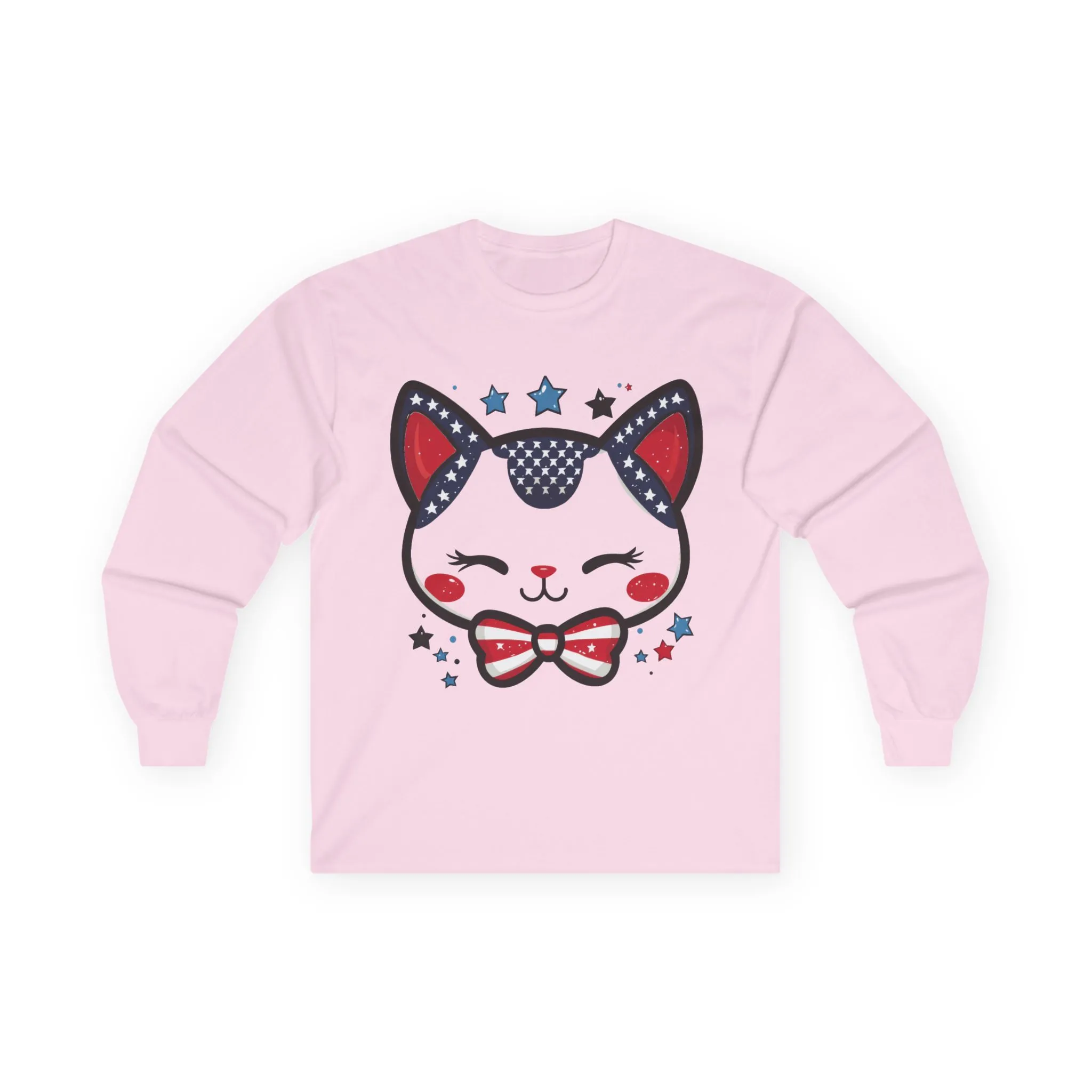Cute Patriotic Cat Long Sleeve Tee, Unisex Cotton Shirt, Cat Lover Gift, 4th of July Tee, Fun Casual Wear, Holiday Apparel - Image 11