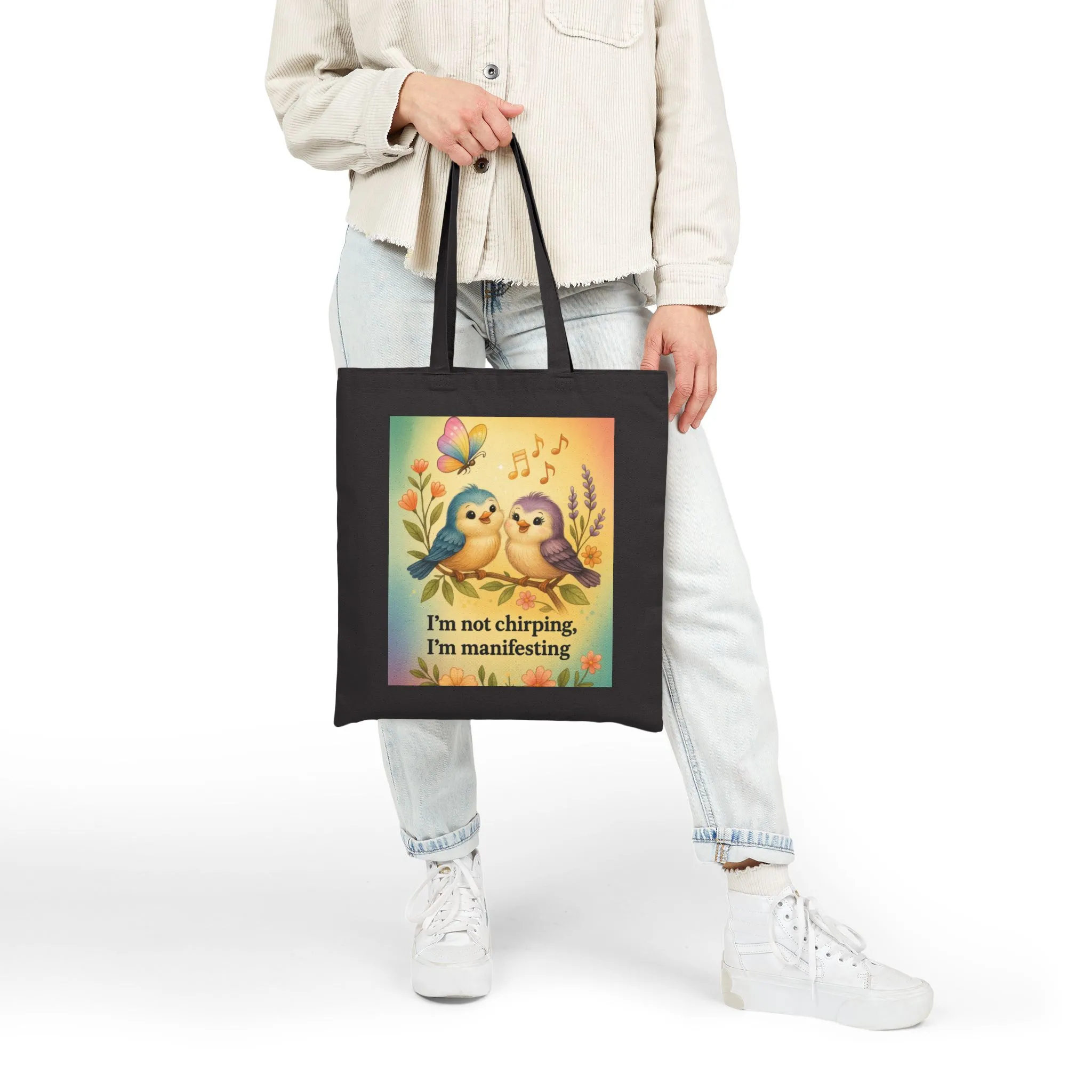 Manifesting Love Tote Bag, Cute Bird Design for Shopping, Eco-Friendly Gift, Spring/Summer Vibes, Perfect for Manifestation, Bird Lover's - Image 9
