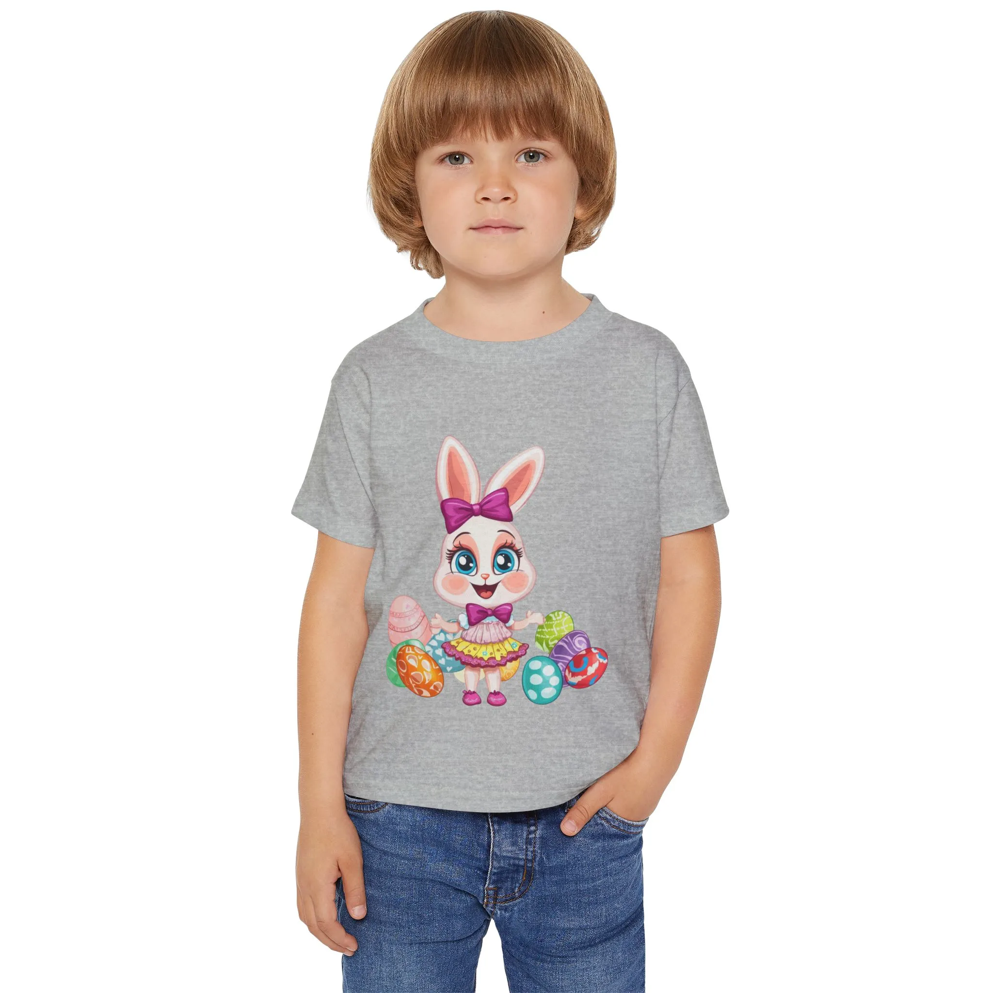 Easter Themed Heavy Cotton™ Toddler T-shirt, Rabbit and Egg Themed T-Shirt, Easter Bunny, Easter Gift for Kids - Image 6