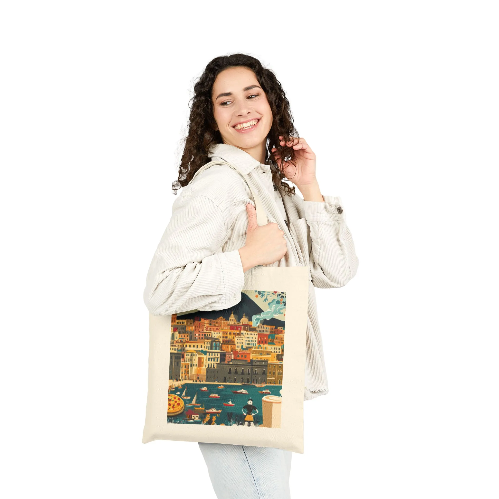 Vintage Italian Landscape Cotton Canvas Tote Bag, Eco-Friendly Bag, Beach Tote, Gift for Travelers, Summer Outing Bag, Shopping Bag - Image 2