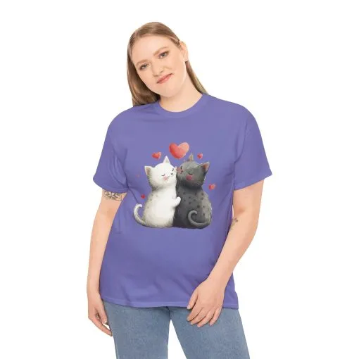 Cute Cat Love T-Shirt, Adorable Feline Couple Tee, Gift for Cat Lovers, Valentine's Day Shirt, Cozy Everyday Wear, Cat Mom T-Shirt - Image 23