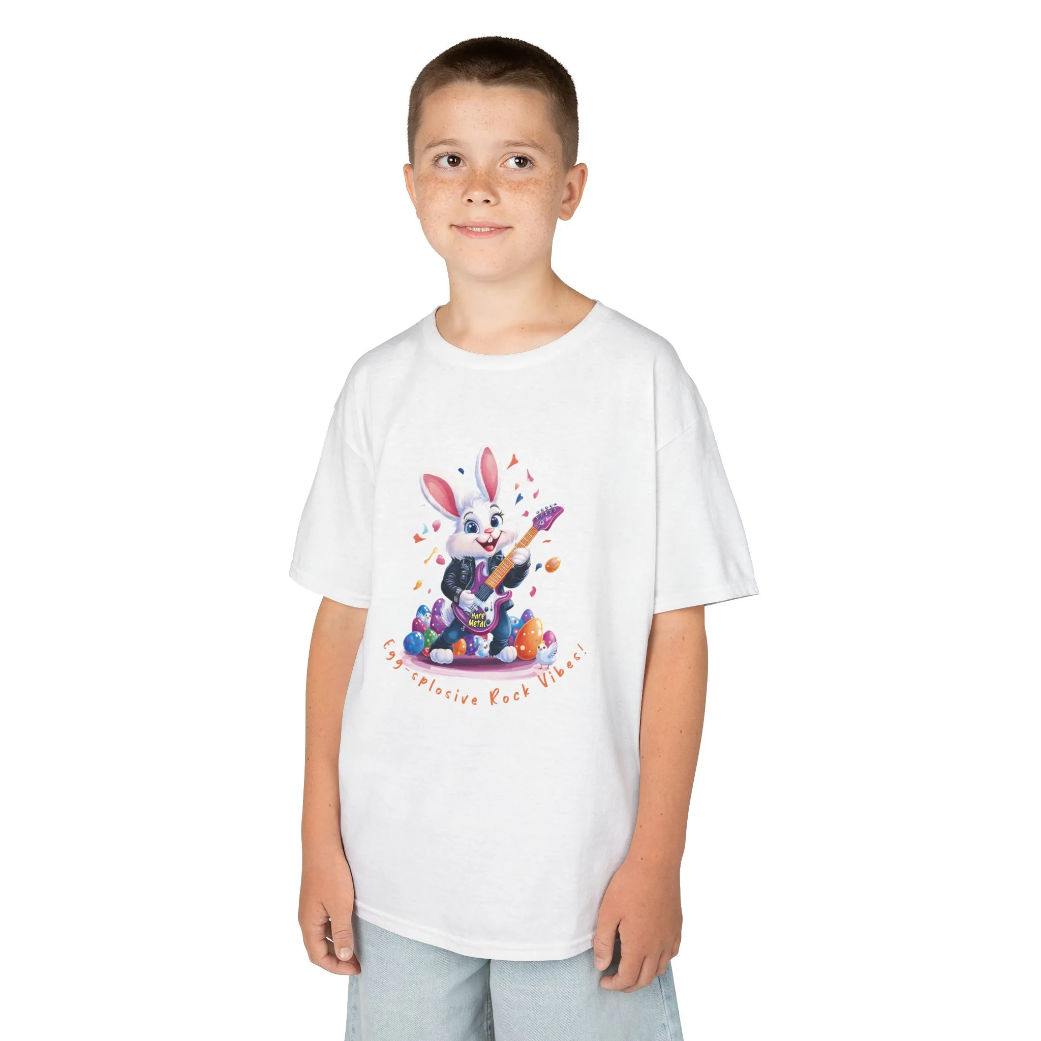 Explosive Rock Vibes Kids Tee - Fun Bunny Graphic T-Shirt for Young Rockstars, Gift for Easter, Rock Star Easter Bunny - Image 5