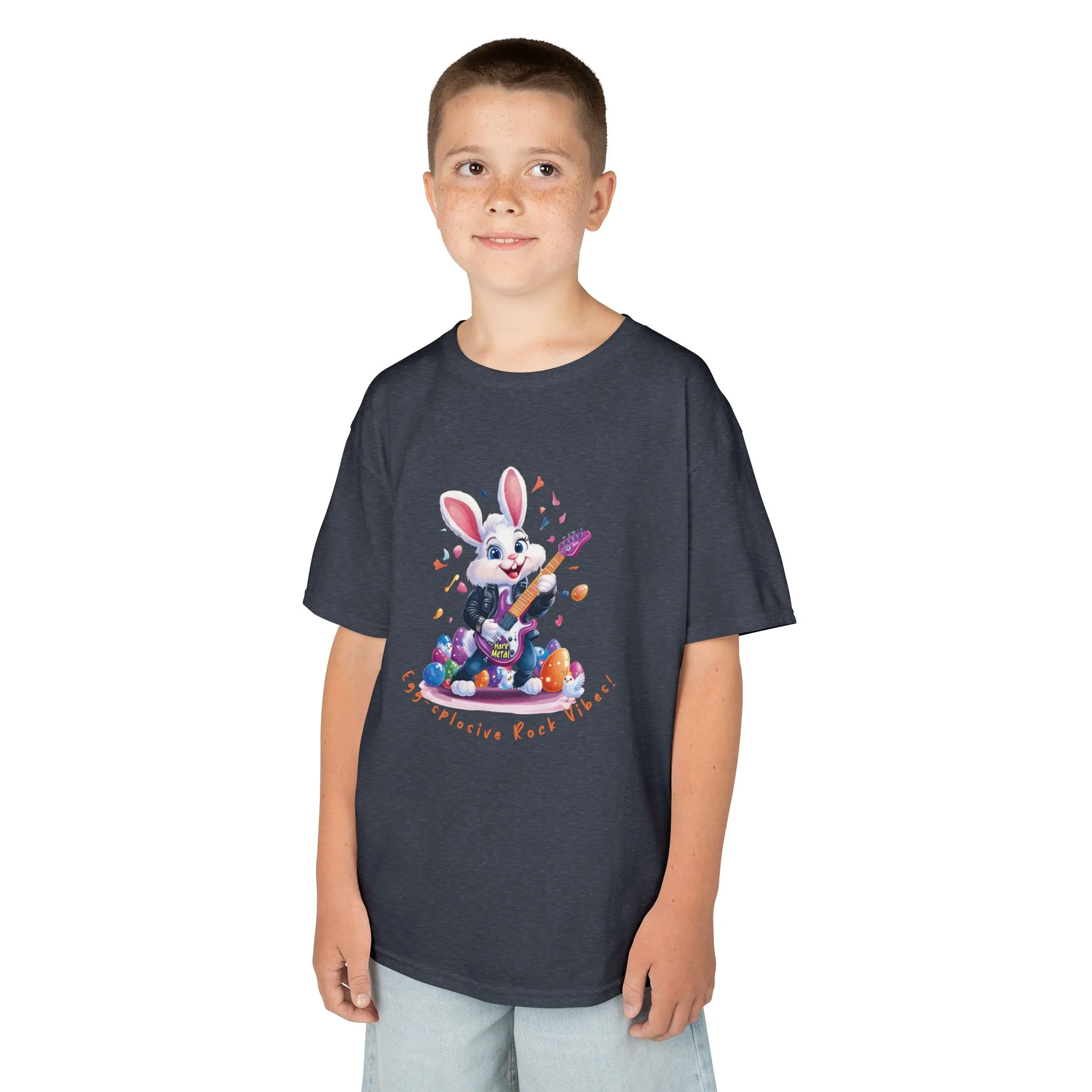 Explosive Rock Vibes Kids Tee - Fun Bunny Graphic T-Shirt for Young Rockstars, Gift for Easter, Rock Star Easter Bunny - Image 17