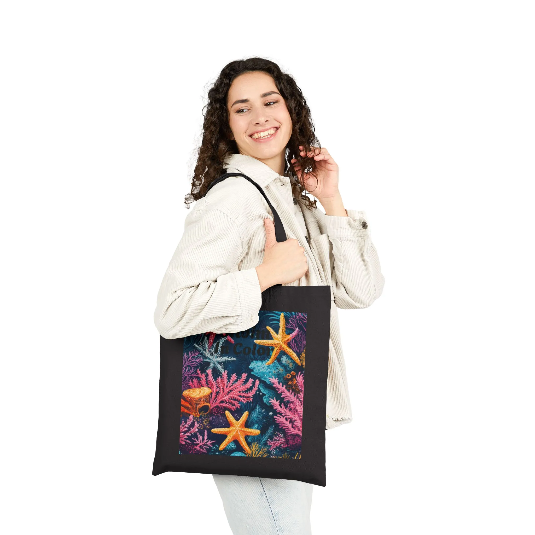 Ocean-Inspired Cotton Canvas Tote Bag, Artistic Starfish Design, Eco-Friendly Carryall, Beach Day Essential, Summer Gift, Boho Style - Image 8