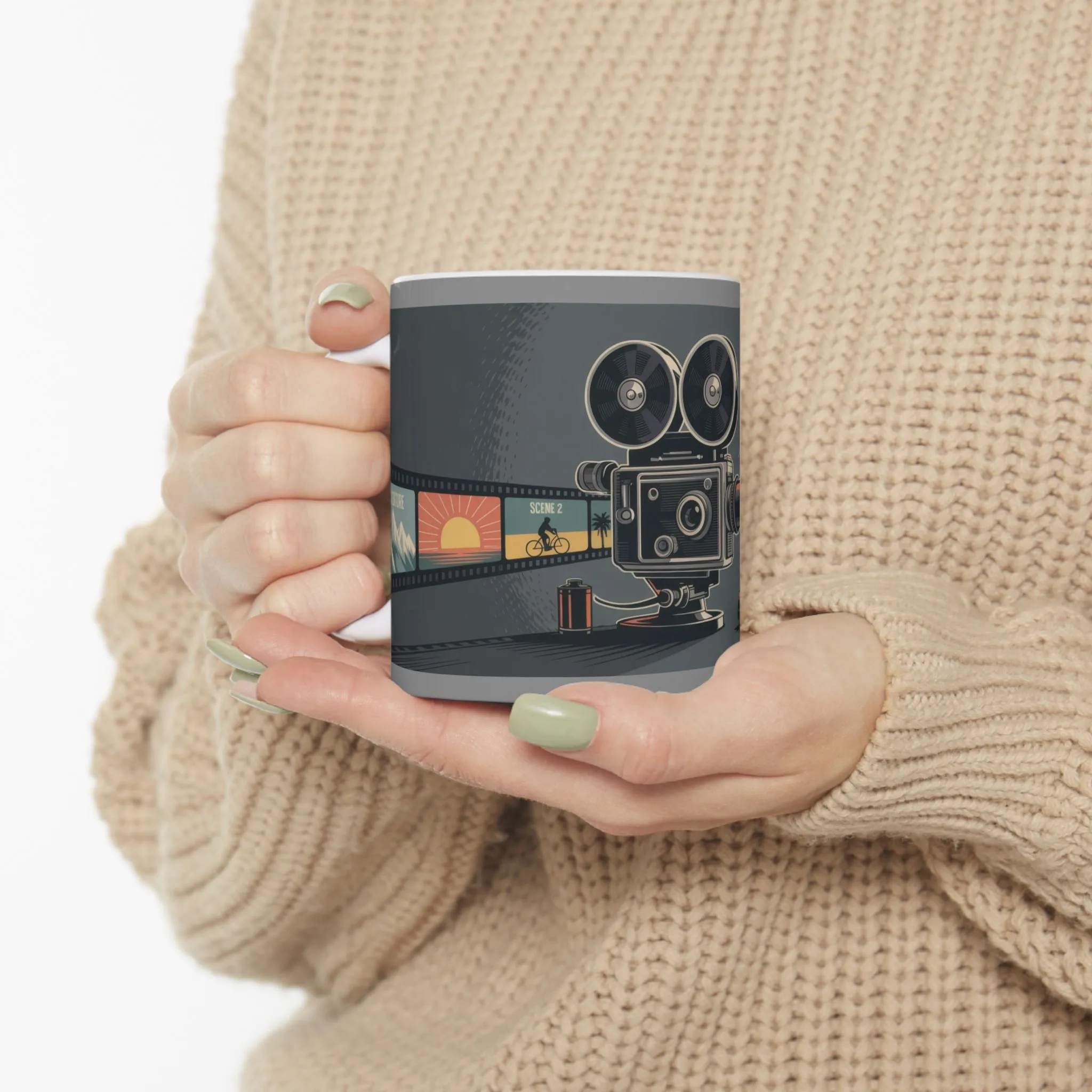 Vintage Movie Camera Ceramic Mug - Perfect Gift for Filmmakers, Photographers, Movie Lovers, Cinematic Coffee Cup, Retro Movie Lover Mug - Image 6