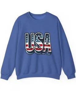 USA Patriotic Crewneck Sweatshirt for All Seasons, Cozy Sweatshirt for Independence Day, Casual Wear, Gift for Friends and Family