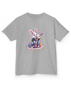 Explosive Rock Vibes Kids Tee - Fun Bunny Graphic T-Shirt for Young Rockstars, Gift for Easter, Rock Star Easter Bunny