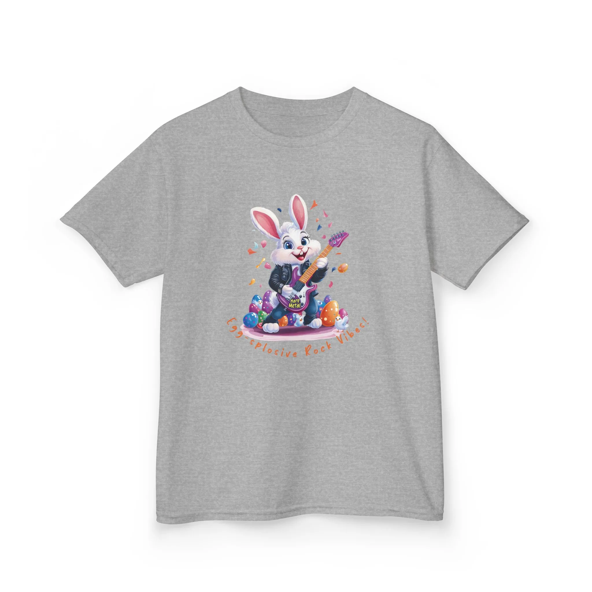Explosive Rock Vibes Kids Tee - Fun Bunny Graphic T-Shirt for Young Rockstars, Gift for Easter, Rock Star Easter Bunny