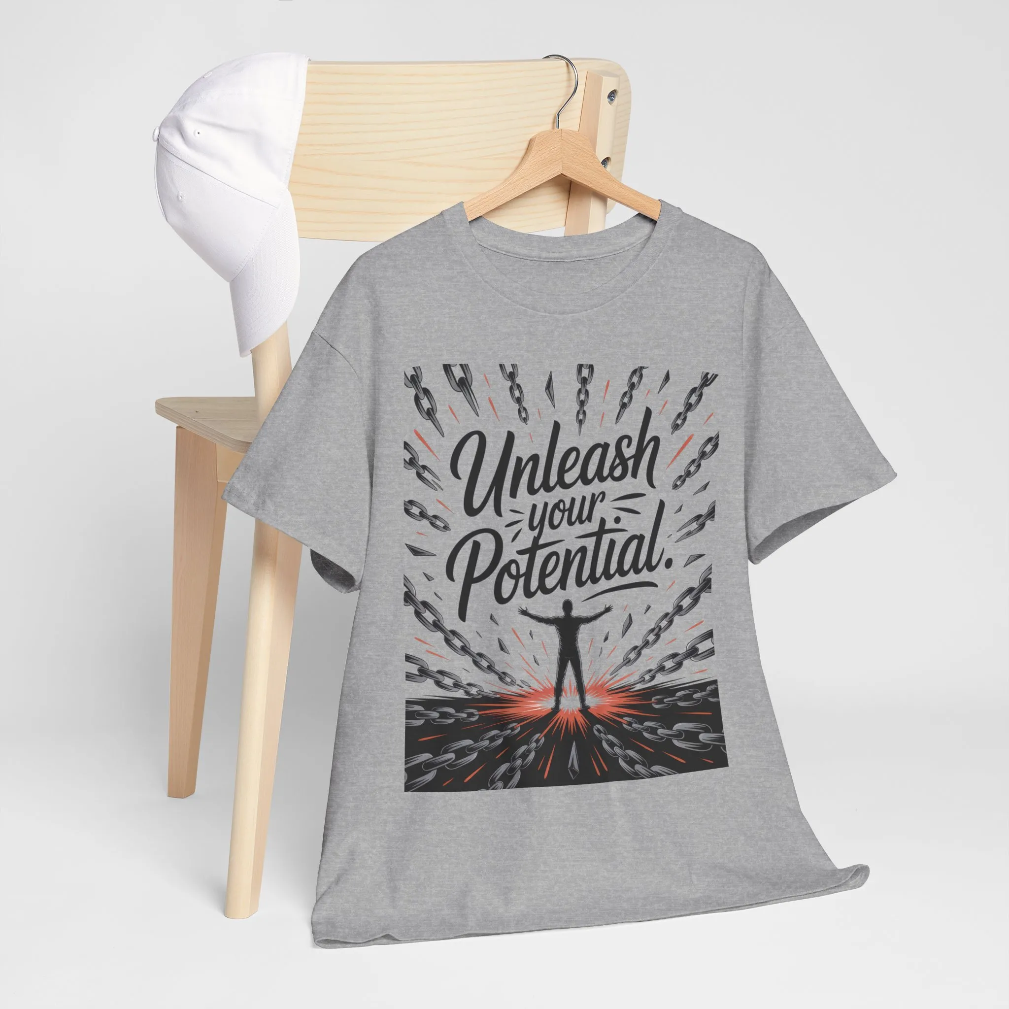 Inspiring Men s Heavy Cotton Tee, Unleash Your Potential Motivation Shirt, Gift for Graduates, Personal Growth Apparel, Casual Wear - Image 6