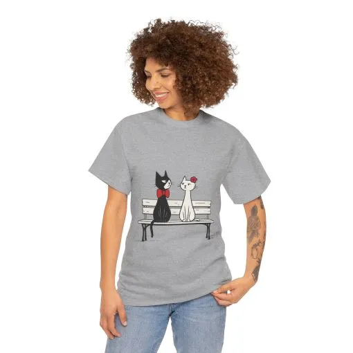 Cute Cat Lovers Tee, Unisex Heavy Cotton Tee for Pet Owners, Funny Cat Shirt, Gift for Cat Lovers, Casual T-Shirt, Animal Art Tee - Image 7