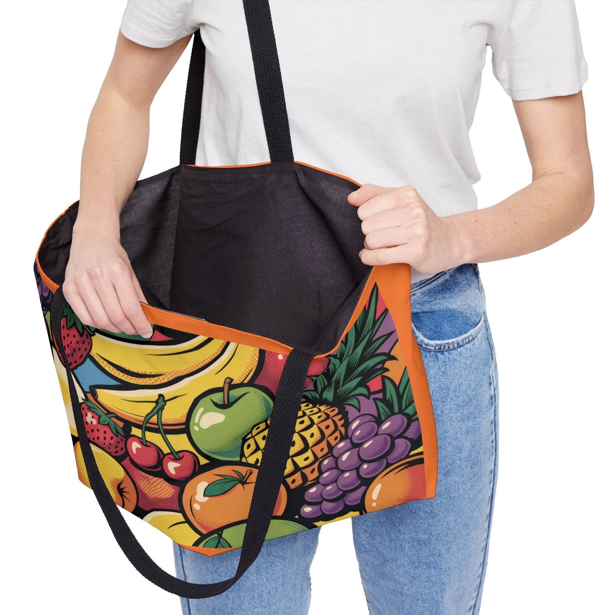 Vibrant Fruit Print Weekender Tote Bag for Beach Days, Travel Accessory, Summer Bag, Music Festival Tote, Everyday Use Bag - Image 2