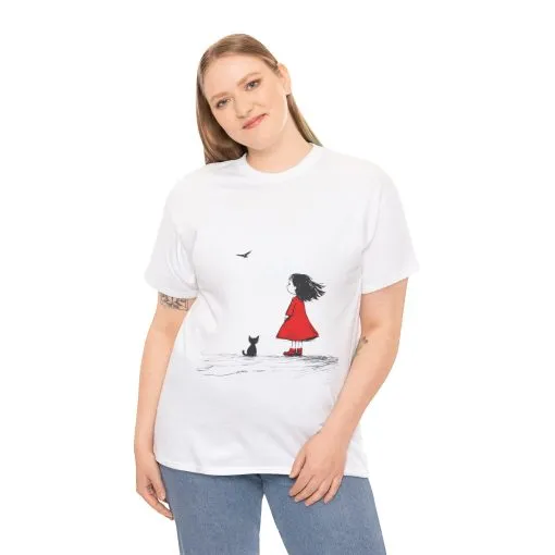 Cat Lover Tee, Cute Graphic T-Shirt, Cat & Girl Design, Gift for Cat Owners, Casual Stylish Unisex Cotton Shirt, Women's Cotton T-Shirt - Image 3