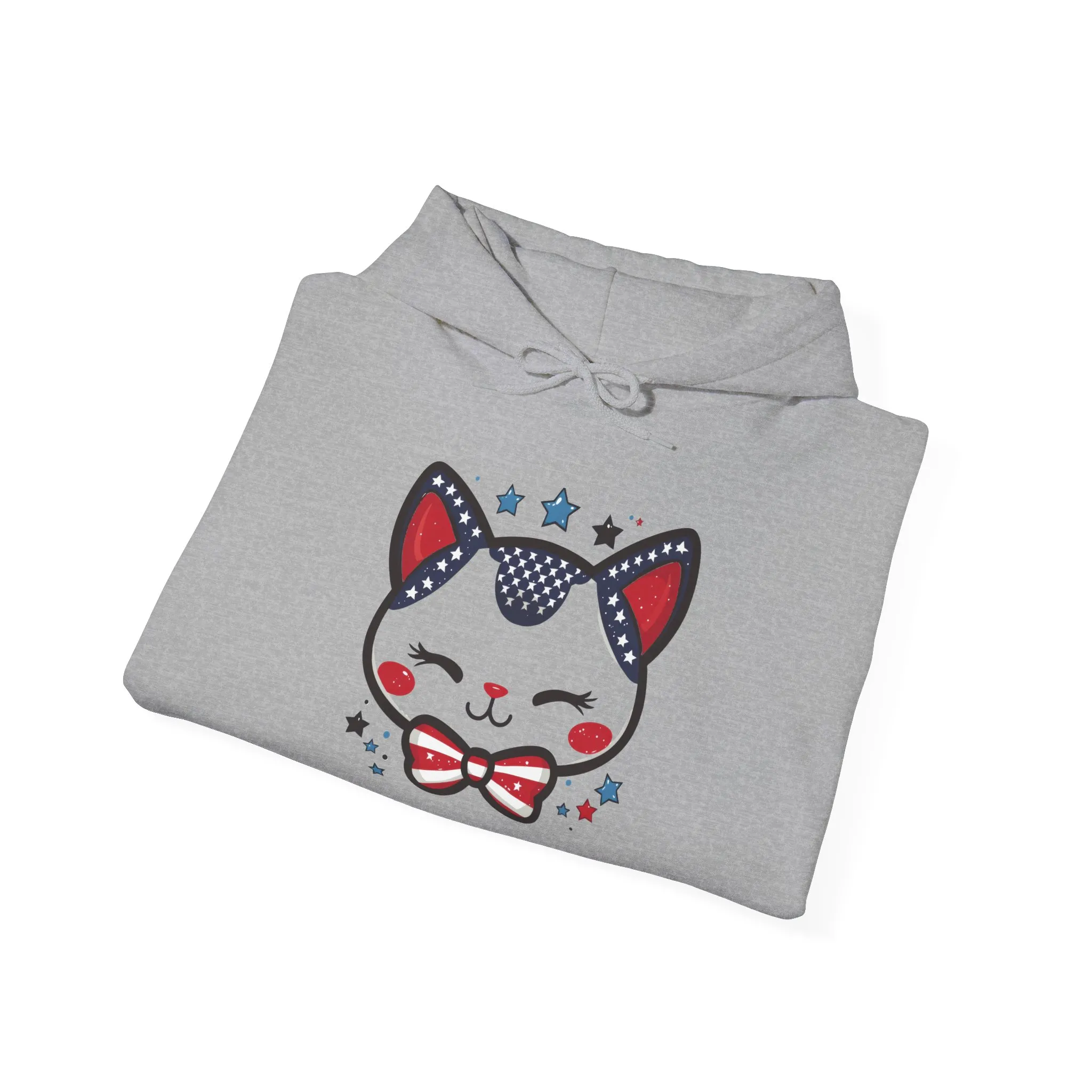 Cute Patriotic Cat -Themed Women's Hoodie, for Cat Lovers, Cute Gift for Pet Owners, Cozy Sweatshirt for All Seasons, Fourth of July Hoodie - Image 14