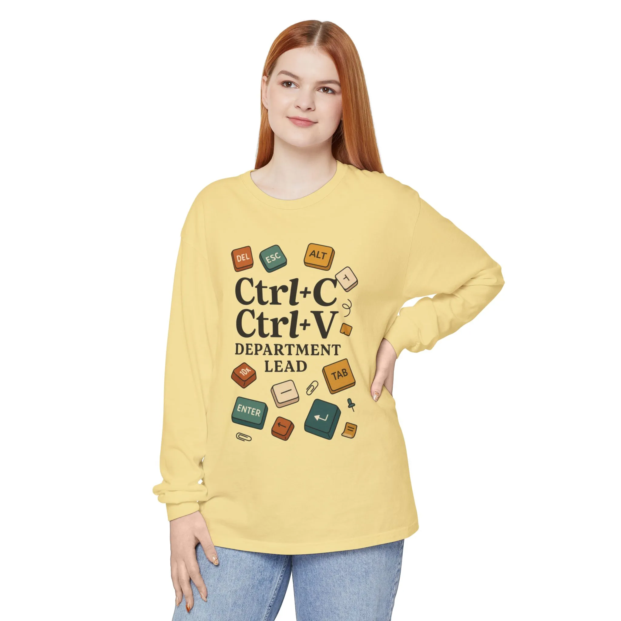 Graphic Long Sleeve Tee, Ctrl+C Ctrl+V Department Lead, Funny Office Humor Shirt, Programmer Gift, Tech Nerd Tee, IT Department Apparel - Image 9