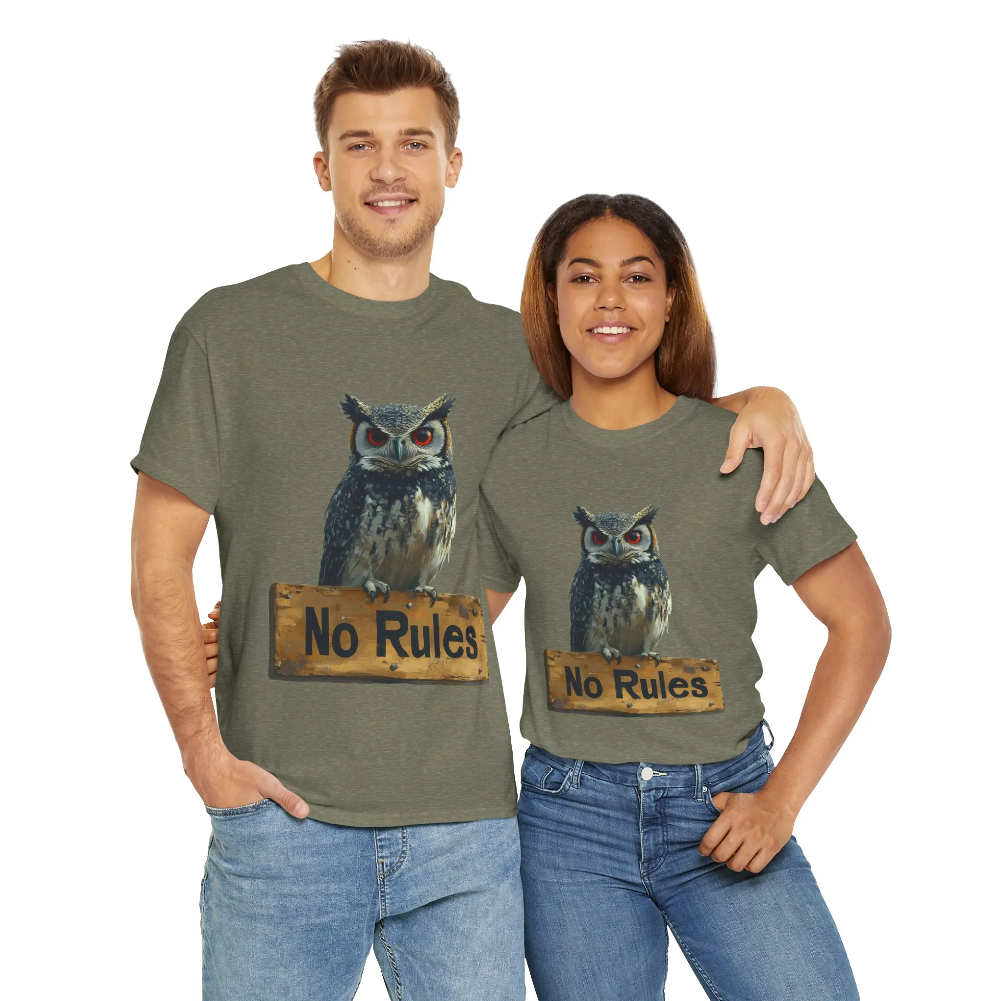 No Rules Owl Graphic T-Shirt, Unisex Heavy Cotton Tee, Funny Animal Shirt, Rebellious Bird Tee Gift for Him or Her - Image 18