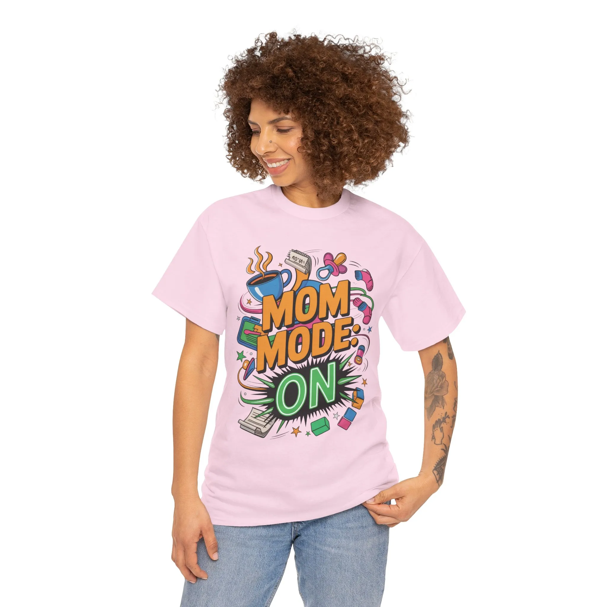Mom Mode ON Cotton Tee, Funny Mom T-Shirt, Gift for Mothers, Parent Life Apparel, Mother's Day Humor T-Shirt, Cute Mama Life Graphic Tee - Image 19