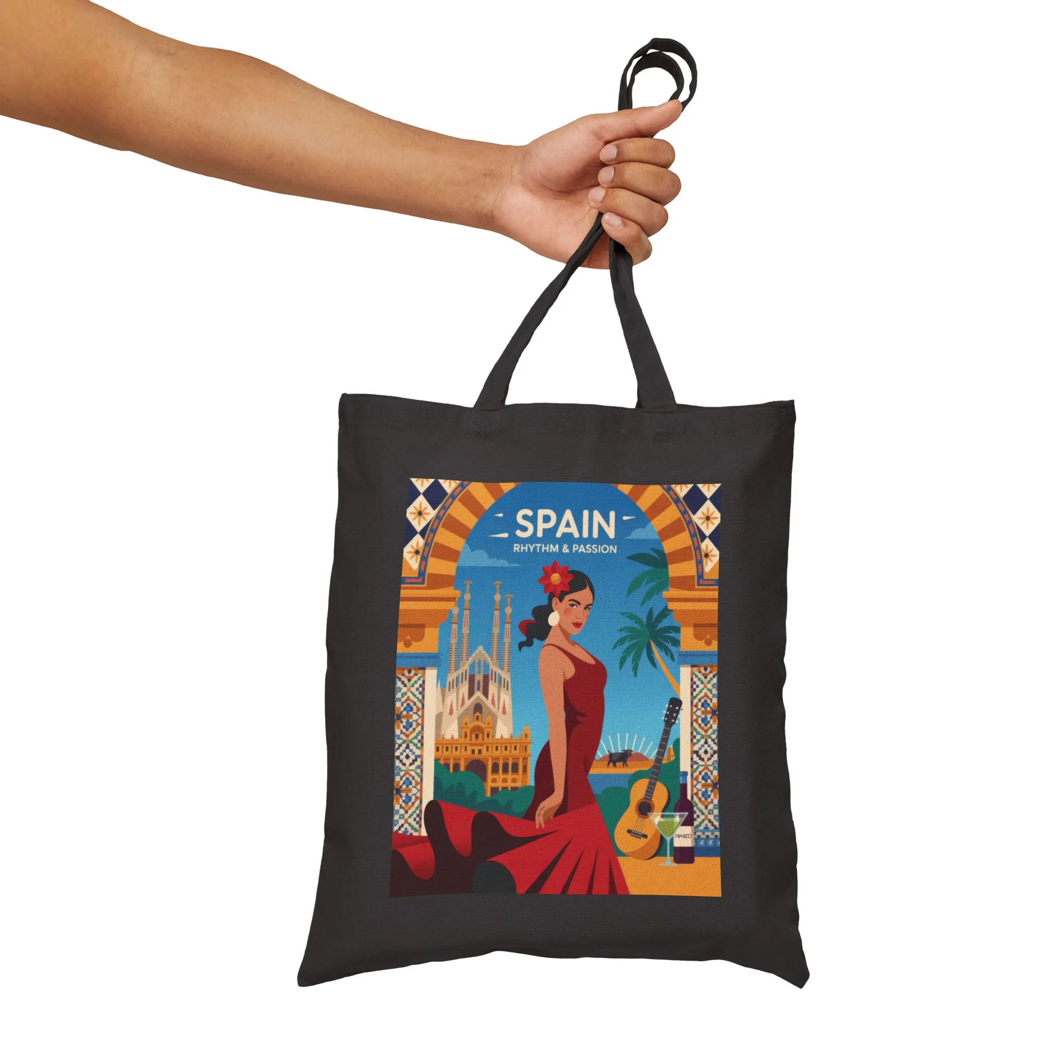 Spanish Rhythm Canvas Tote Bag, Eco-Friendly Shopper, Travel Essentials, Gift for Travelers, Sustainable Fashion - Image 10