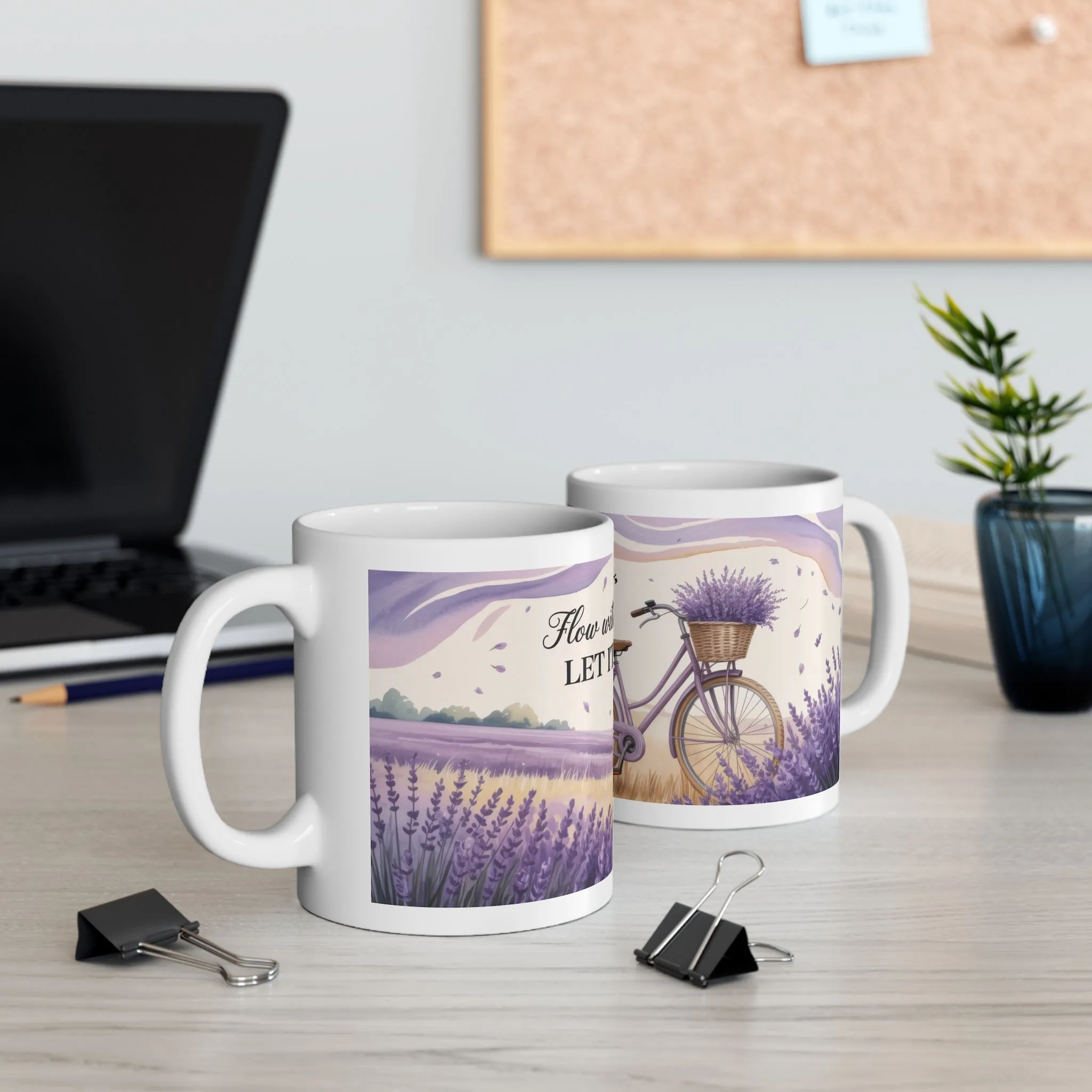 Lavender Field Mug, Bicycle Coffee Cup, Tranquil Nature Lover Gift, Calm Summer Vibes Mug, Motivational Coffee Cup, Inspirational Quotes - Image 5