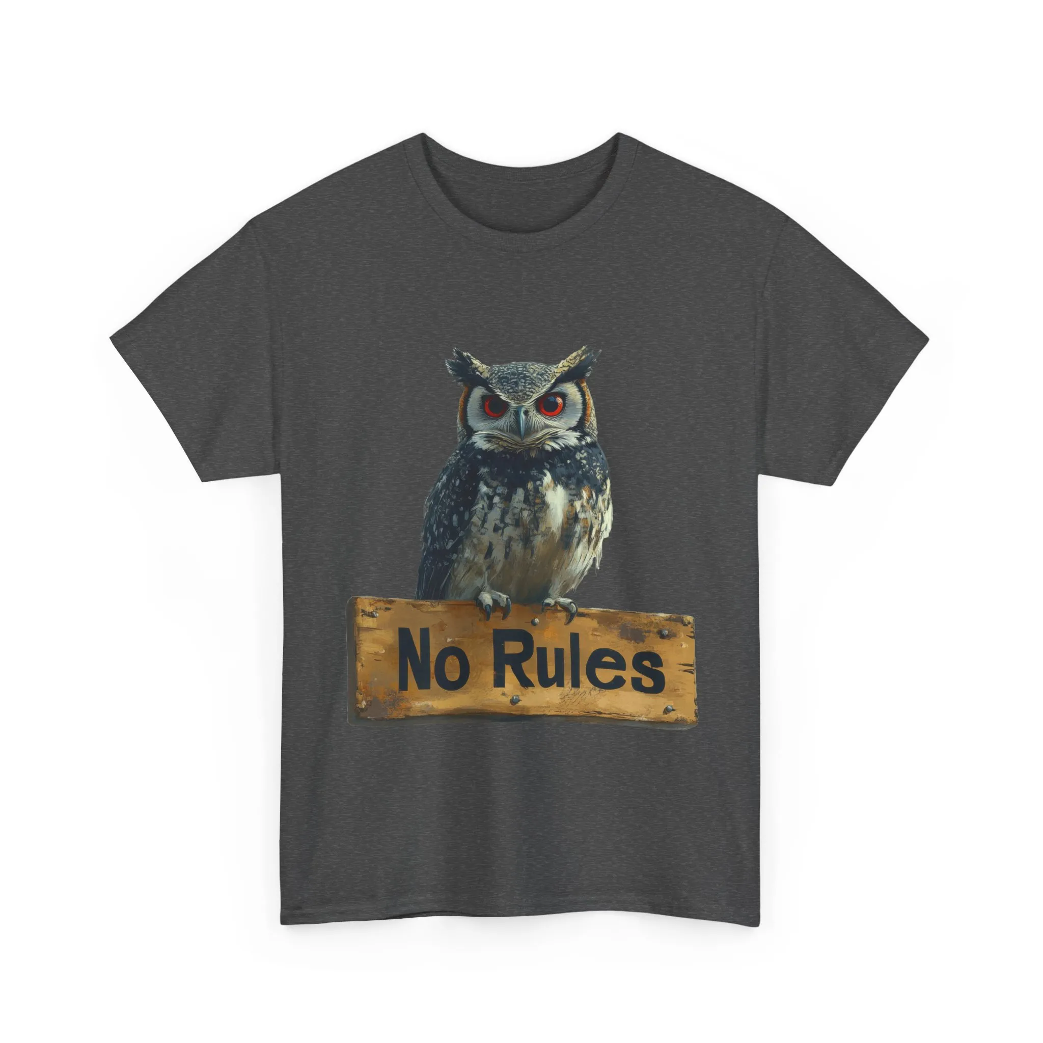 No Rules Owl Graphic T-Shirt, Unisex Heavy Cotton Tee, Funny Animal Shirt, Rebellious Bird Tee Gift for Him or Her - Image 39