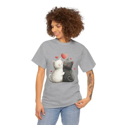 Cute Cat Love T-Shirt, Adorable Feline Couple Tee, Gift for Cat Lovers, Valentine's Day Shirt, Cozy Everyday Wear, Cat Mom T-Shirt - Image 7