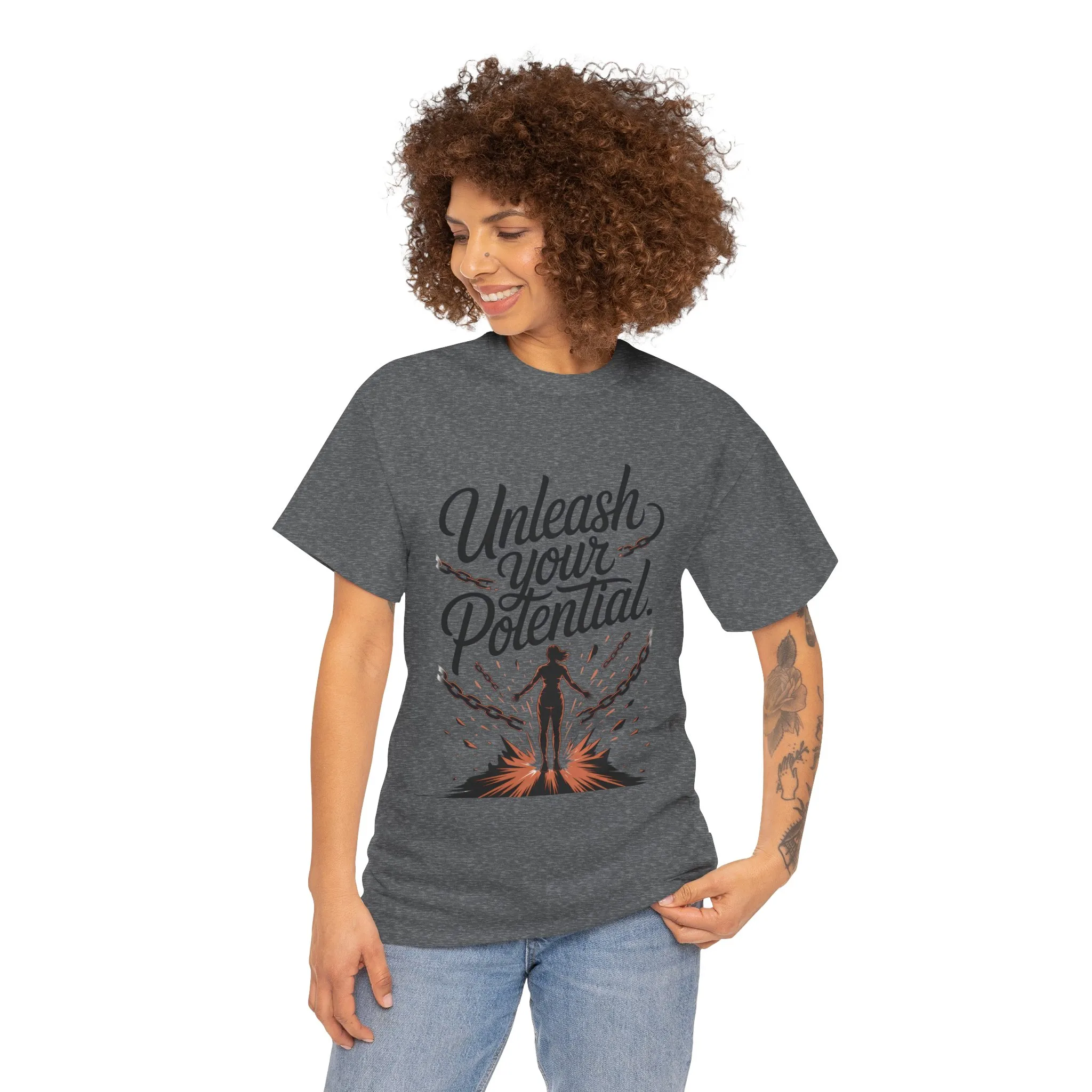 Unleash Your Potential Women's Tee, Motivational T-Shirt, Inspirational Cotton Tee, Gift for Gym Lovers, Positive Energy Top - Image 13