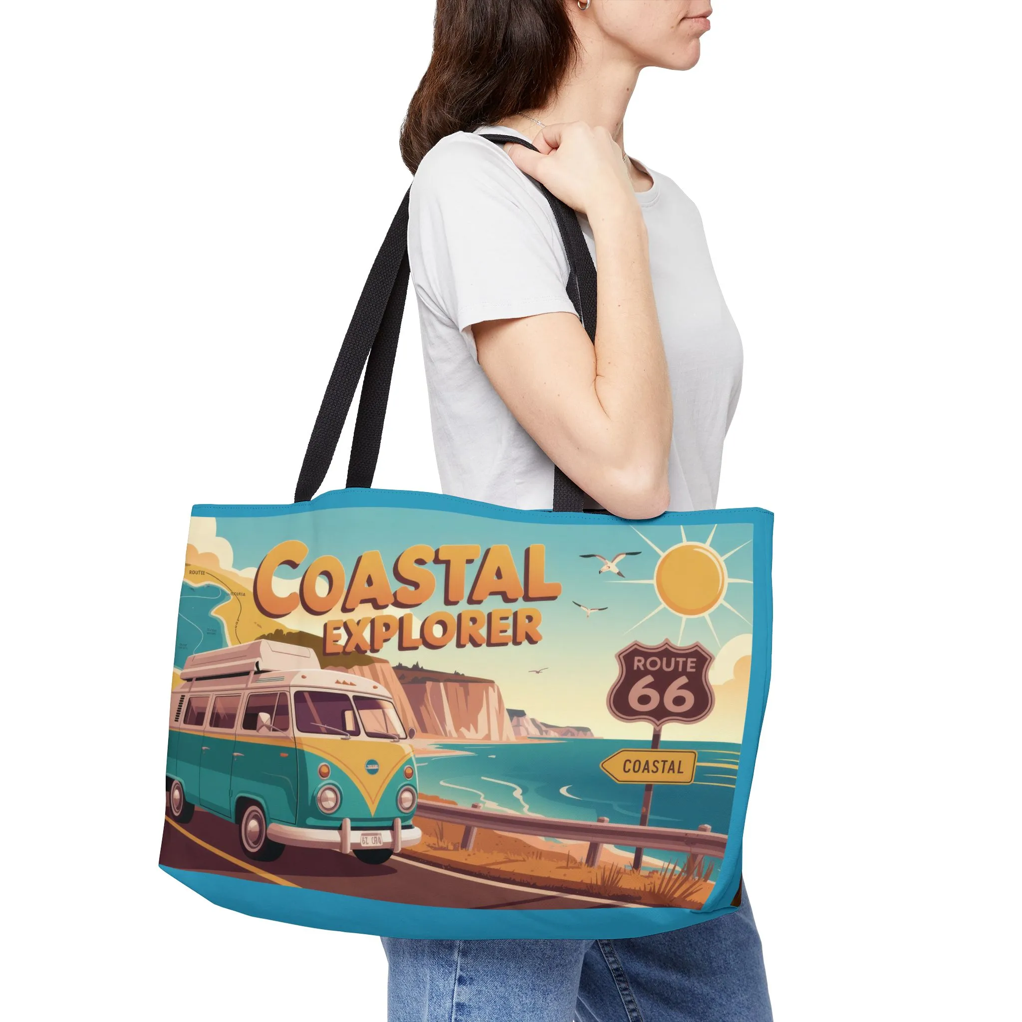 Coastal Adventure Weekender Tote Bag, Beach Bag, Travel Tote, Road Trip Essentials, Stylish Carry-All for Explorers - Image 2