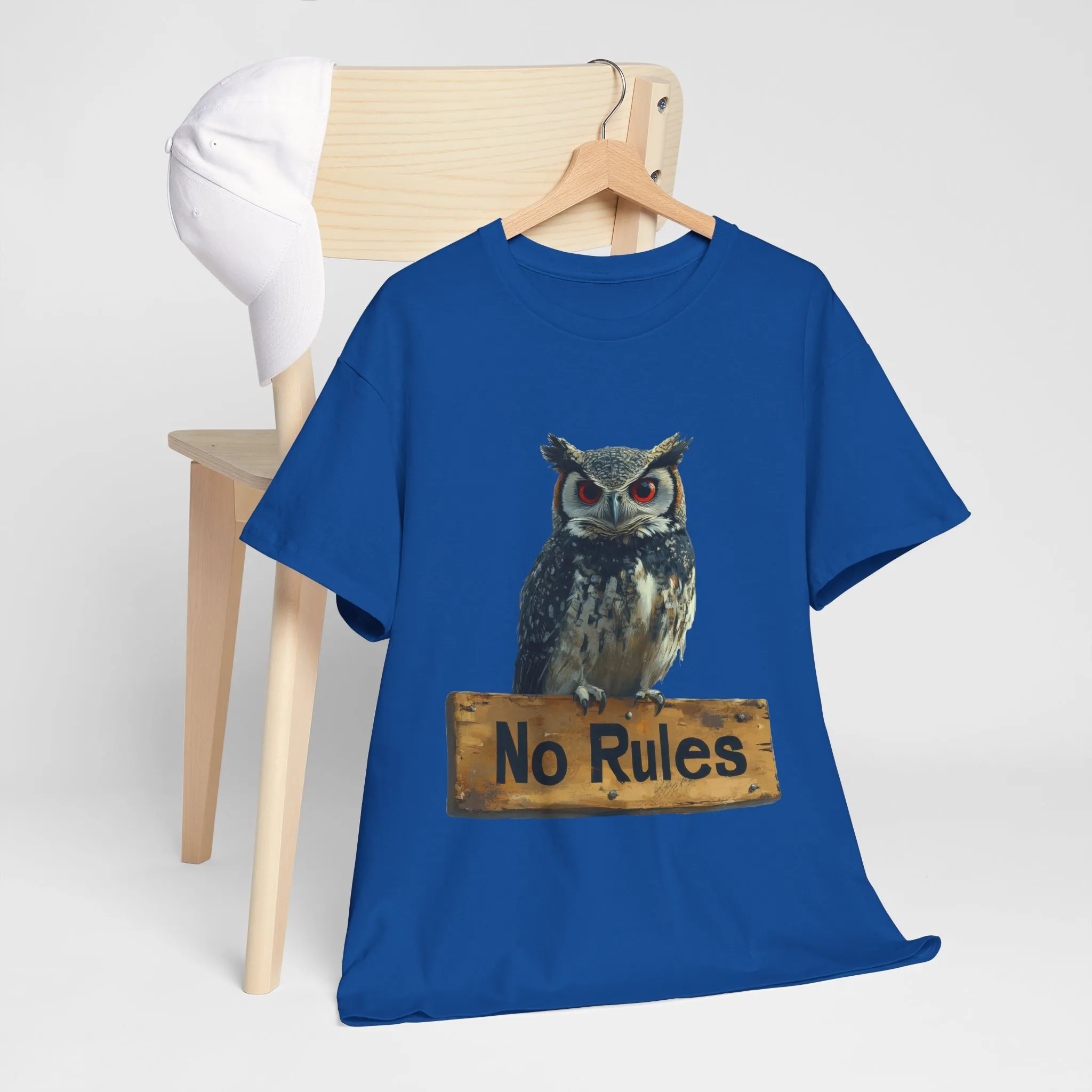 No Rules Owl Graphic T-Shirt, Unisex Heavy Cotton Tee, Funny Animal Shirt, Rebellious Bird Tee Gift for Him or Her - Image 25