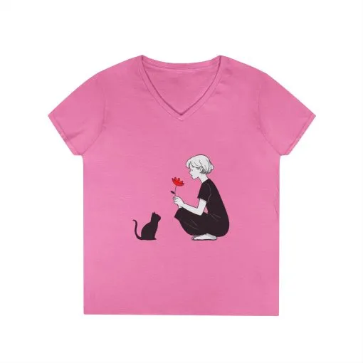 Cat Lover's V-Neck T-Shirt - Cute Graphic Tee for Pet Owners, Gifts for Cat Lovers, Animal Lover Apparel, Valentine's Day, Cat Love - Image 16