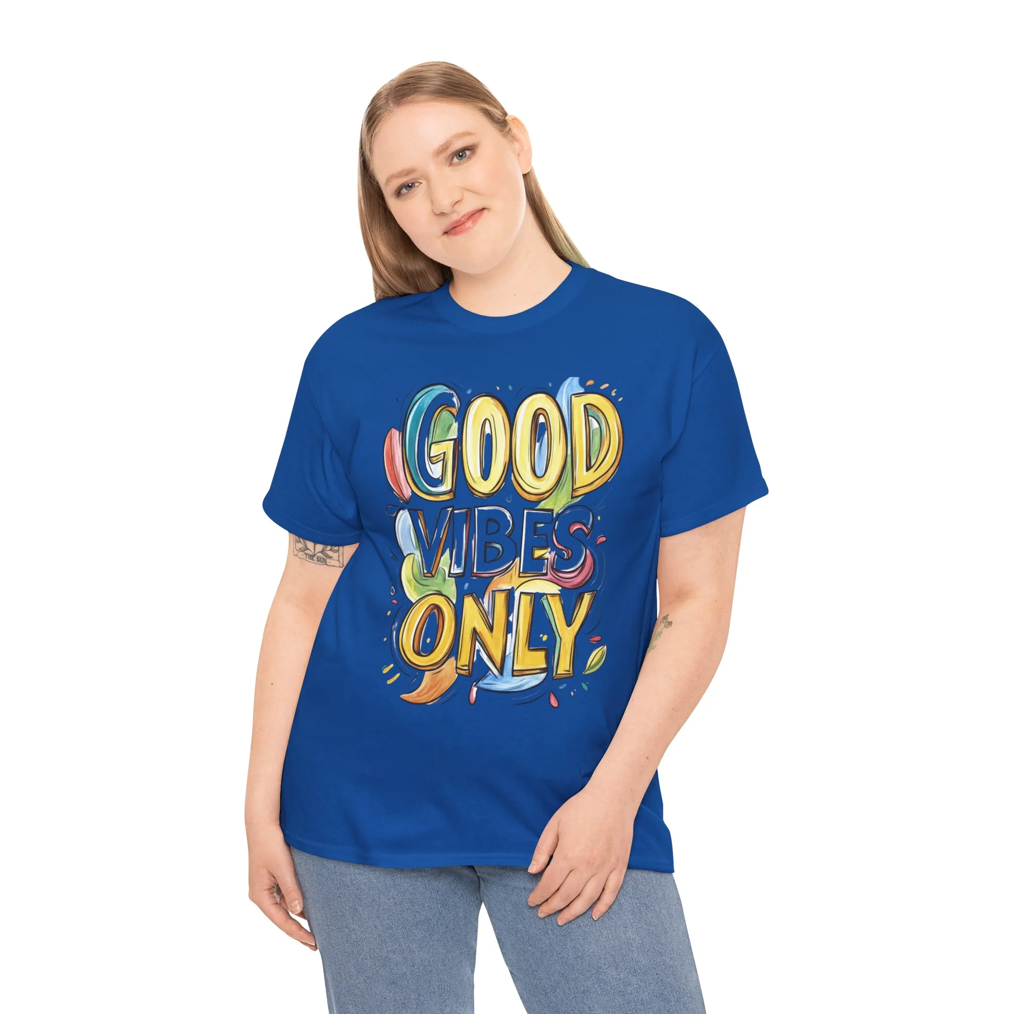 Good Vibes Only Women's Heavy Cotton Tee, Positive Energy Shirt, Graphic T-Shirt, Women's Casual Wear, Gift for Friends, Summer Outfit - Image 16