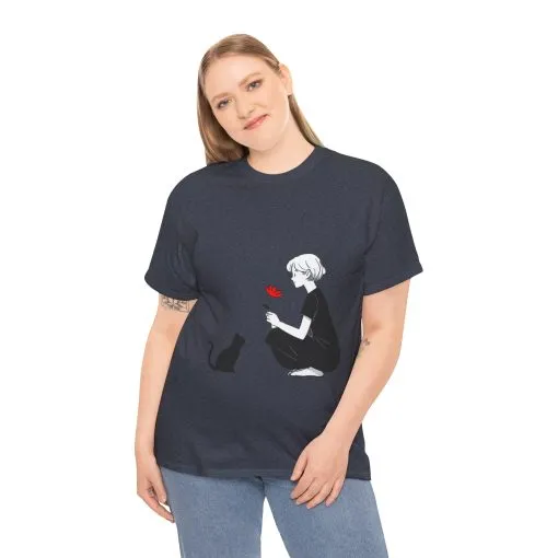 Cat Lover's Heavy Cotton Tee, Cute Cat Shirt, Pet Owner Gift, Animal Lover Apparel, Birthday Gift for Her, Women's Cotton T-Shirt, Cat Lover - Image 28