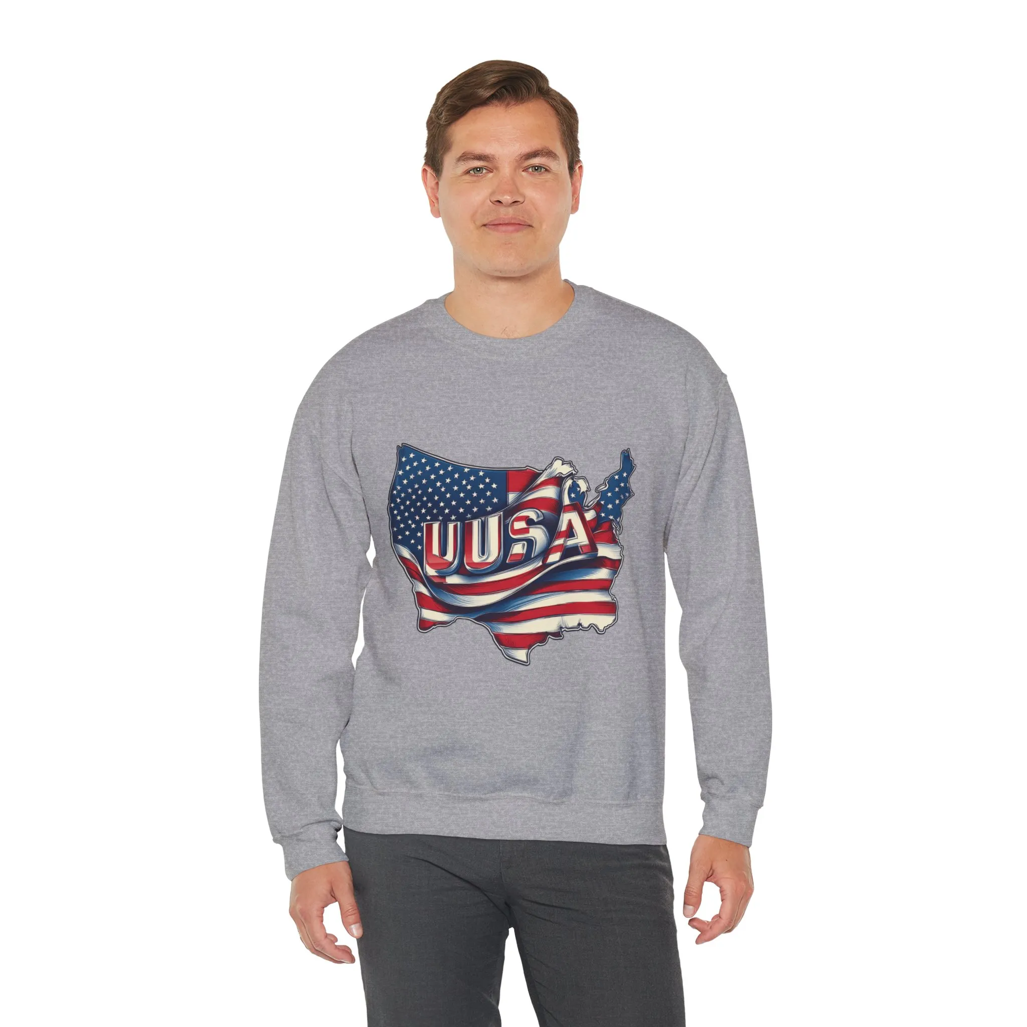 Patriotic USA Crewneck Sweatshirt, Unisex Sweatshirt, American Flag Apparel, Casual Comfort, Great for Independence Day and Holidays - Image 12