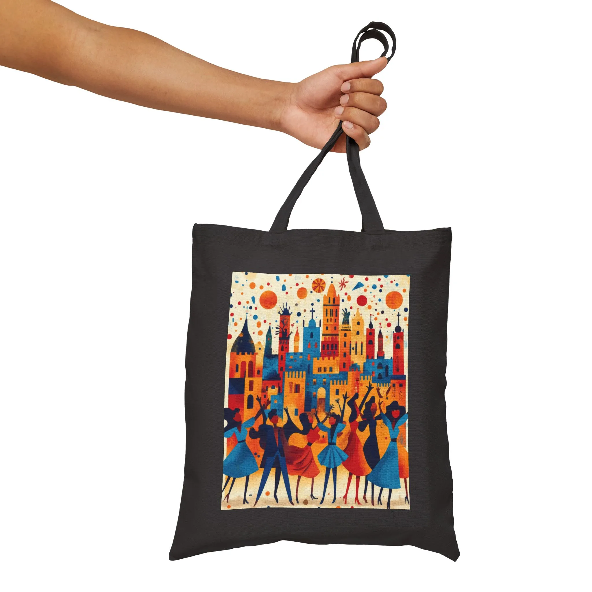 Colorful Dance Scene Cotton Canvas Tote Bag, Eco-Friendly Shopping Bag, Artsy Gift, Everyday Use Tote, Festival Tote Bag, Stylish Beach Bag - Image 11