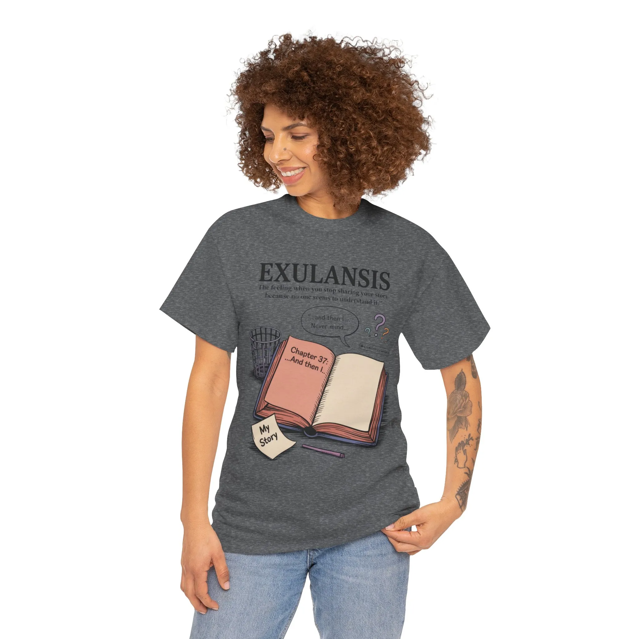 Exulansis Shirt, Emotional Aesthetic Word Tee, Deep Meaning Typography Graphic Tee, Women's Heavy Cotton Tee, deep meaning t shirt - Image 20