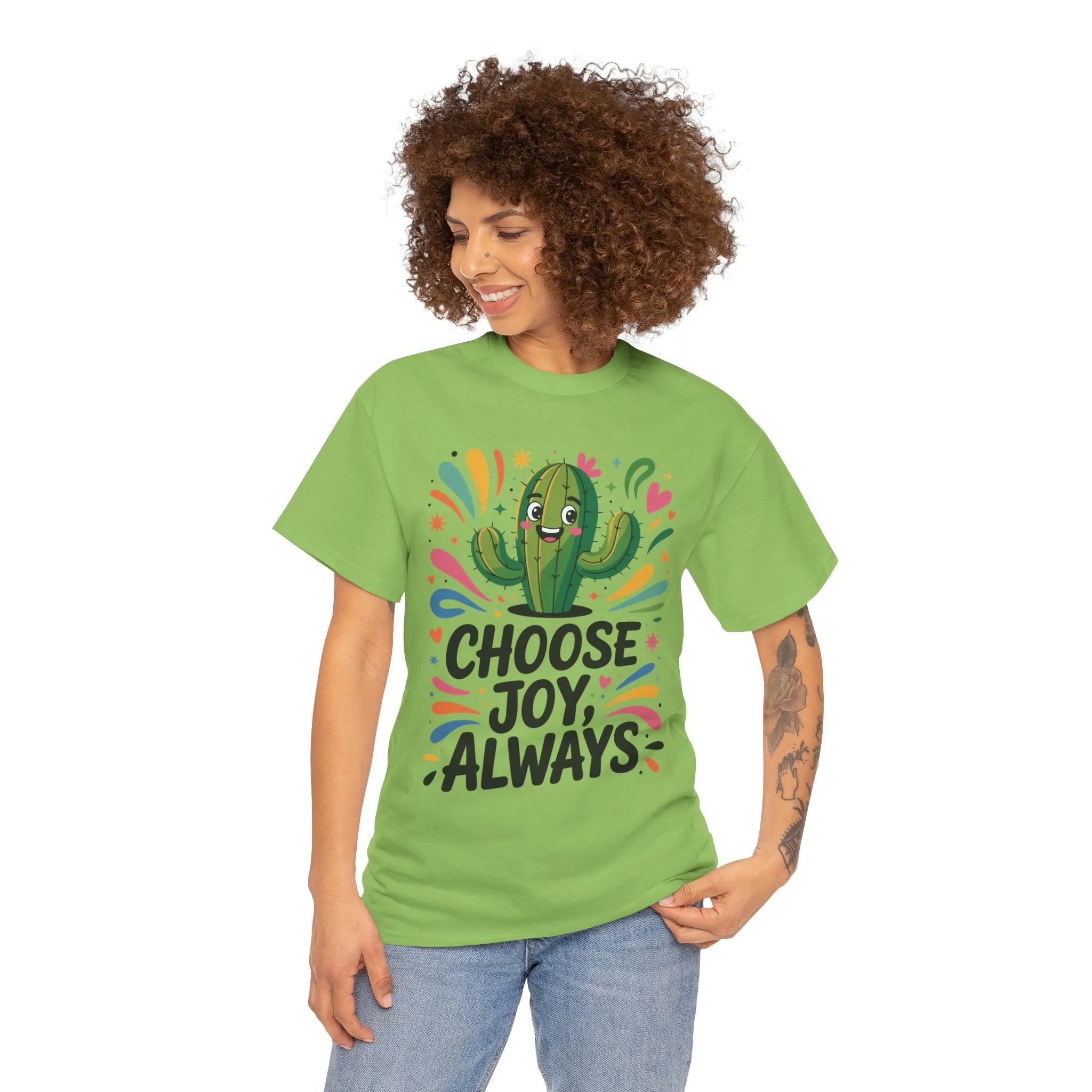 Choose Joy Always Cactus Women's Tee, Women's Casual T-Shirt, Happy Vibes Apparel, Positive Quote Shirt, Joyful Statement Tee - Image 14