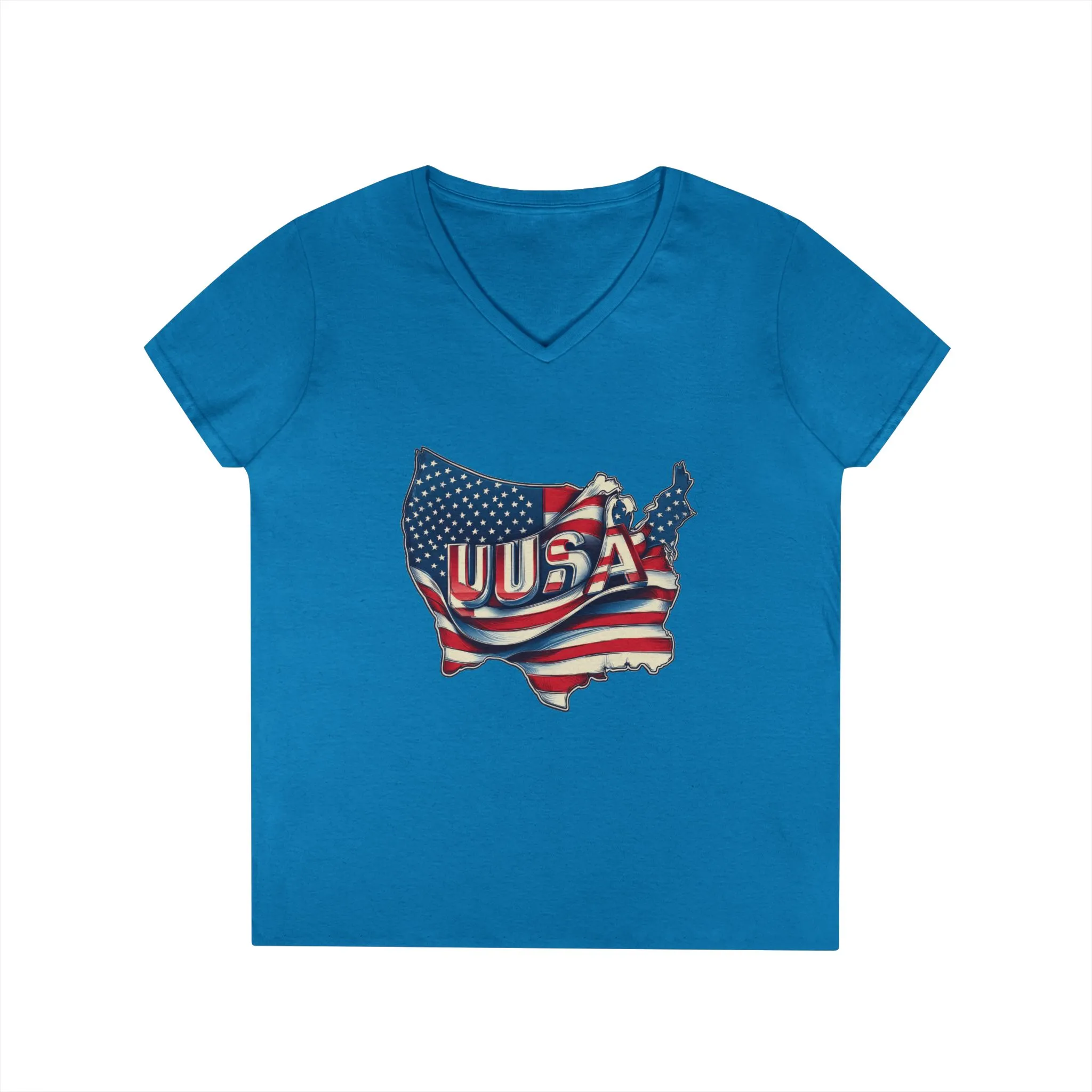 Patriotic Ladies' V-Neck T-Shirt, USA Flag Top, Independence Day Apparel, Women's Casual Wear, Summer T-Shirt, 4th of July Gift - Image 10