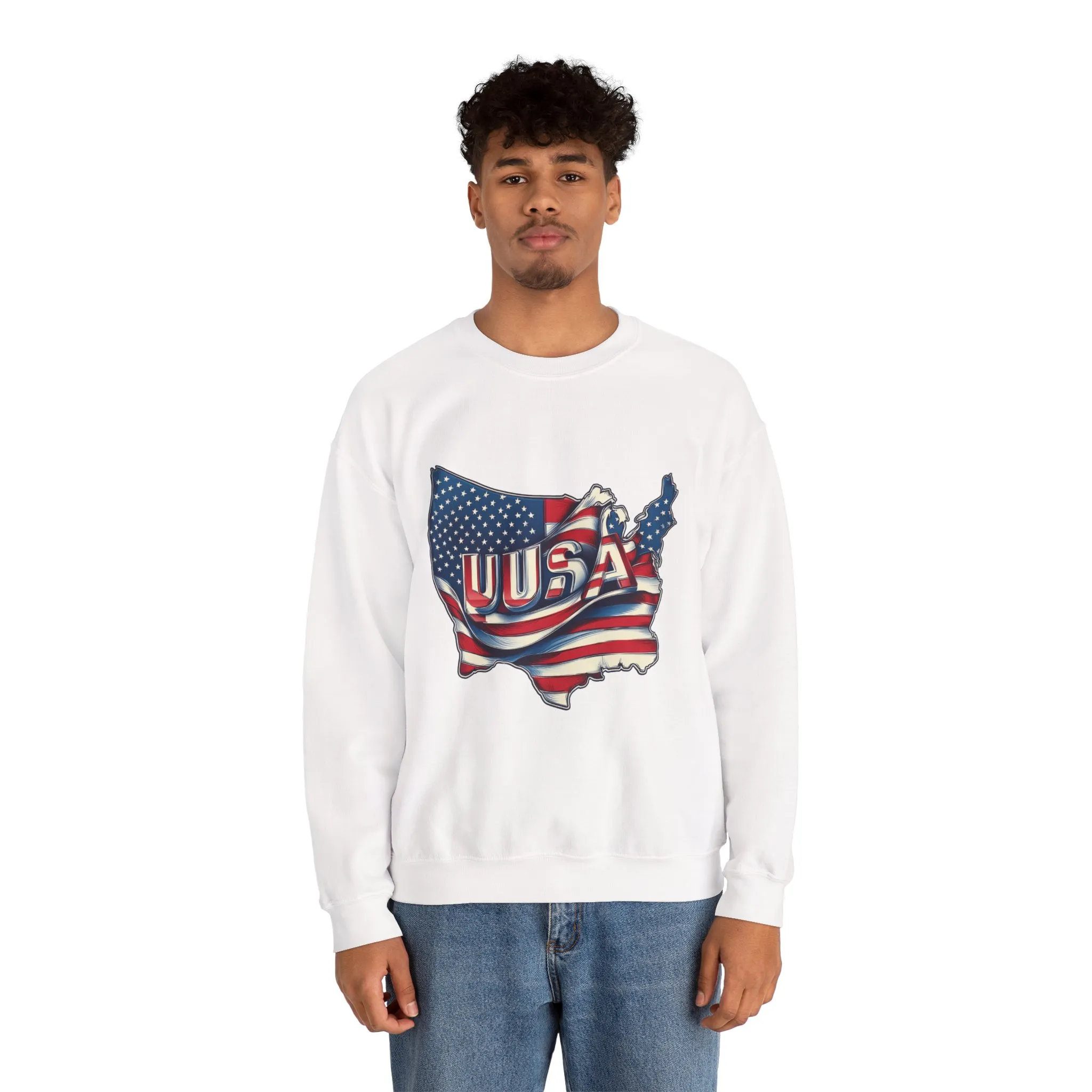 Patriotic USA Crewneck Sweatshirt, Unisex Sweatshirt, American Flag Apparel, Casual Comfort, Great for Independence Day and Holidays - Image 8