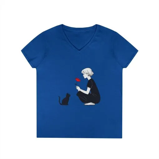 Cat Lover's V-Neck T-Shirt - Cute Graphic Tee for Pet Owners, Gifts for Cat Lovers, Animal Lover Apparel, Valentine's Day, Cat Love - Image 10