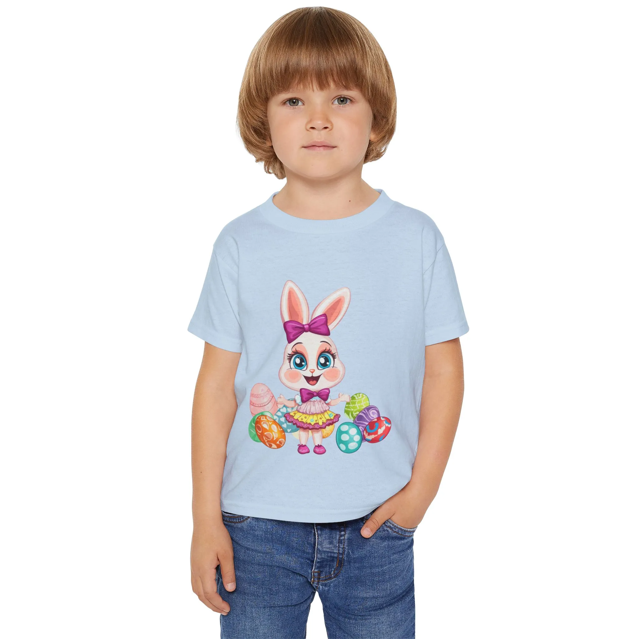 Easter Themed Heavy Cotton™ Toddler T-shirt, Rabbit and Egg Themed T-Shirt, Easter Bunny, Easter Gift for Kids - Image 8