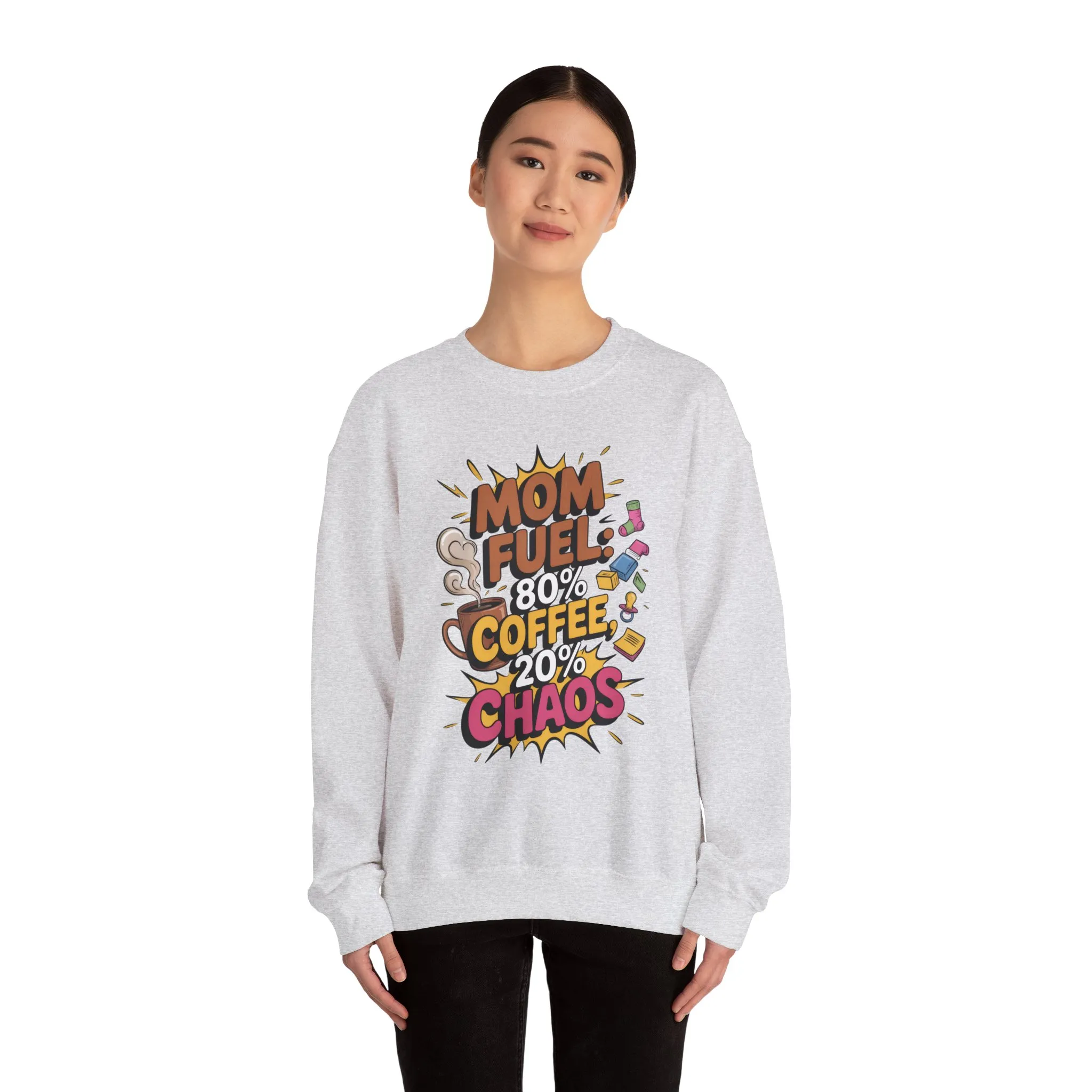 Funny Mom Fuel Sweatshirt, Perfect Gift for Moms, Chaos & Caffeine, Mother's Day Apparel, Funny Tired Mom Life Sweatshirt, Coffee Loving Mom - Image 27