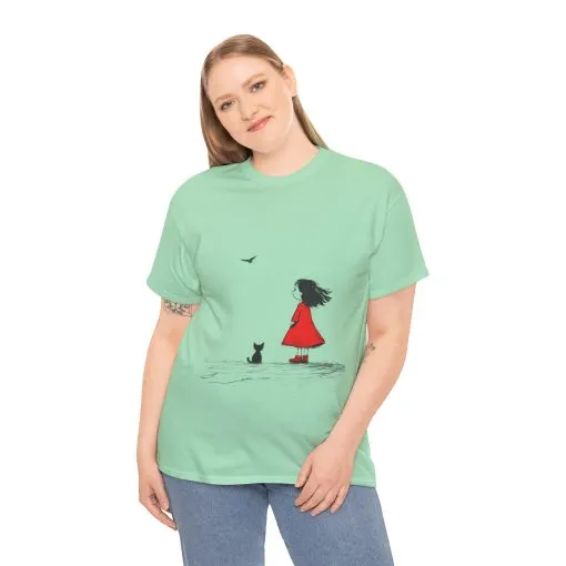 Cat Lover Tee, Cute Graphic T-Shirt, Cat & Girl Design, Gift for Cat Owners, Casual Stylish Unisex Cotton Shirt, Women's Cotton T-Shirt - Image 12
