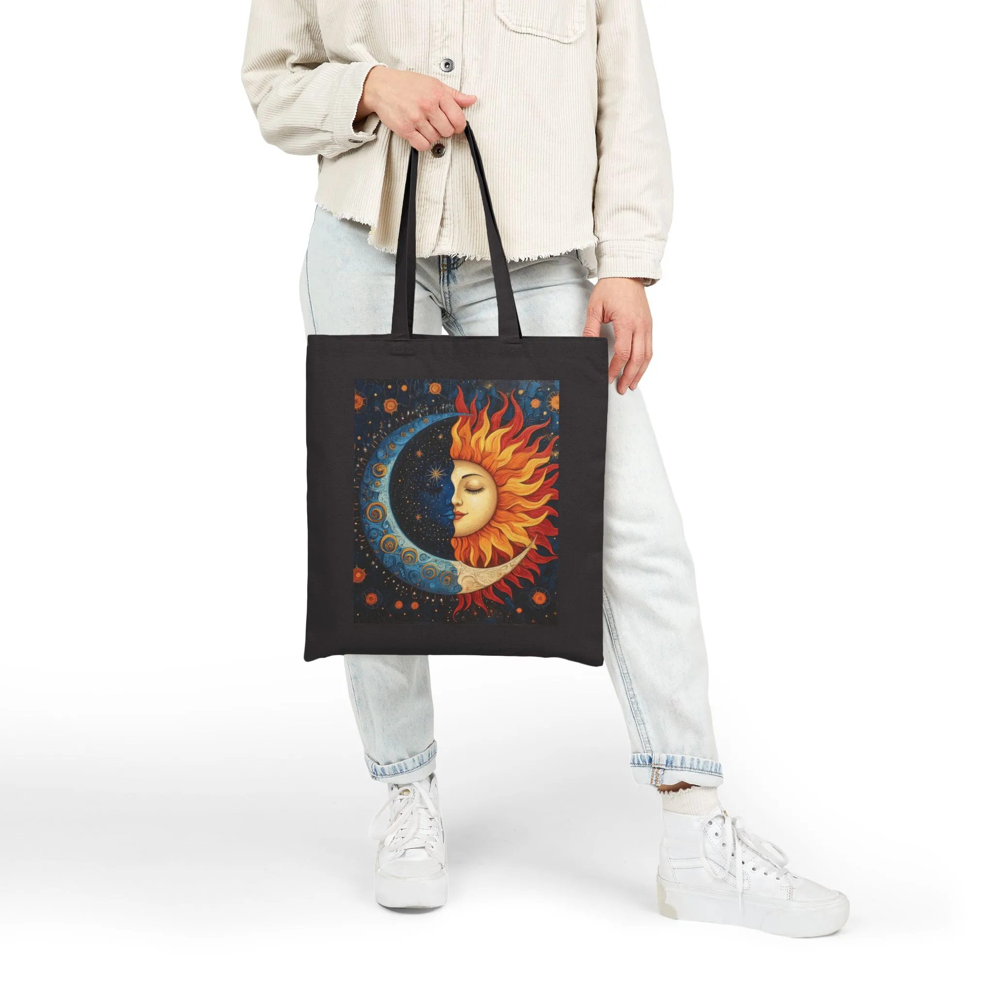Sun and Moon Cotton Canvas Tote Bag, Eco-Friendly Tote, Boho Chic Bag, Nature Lover Gift, Astrology Tote, Reusable Grocery Bag - Image 9
