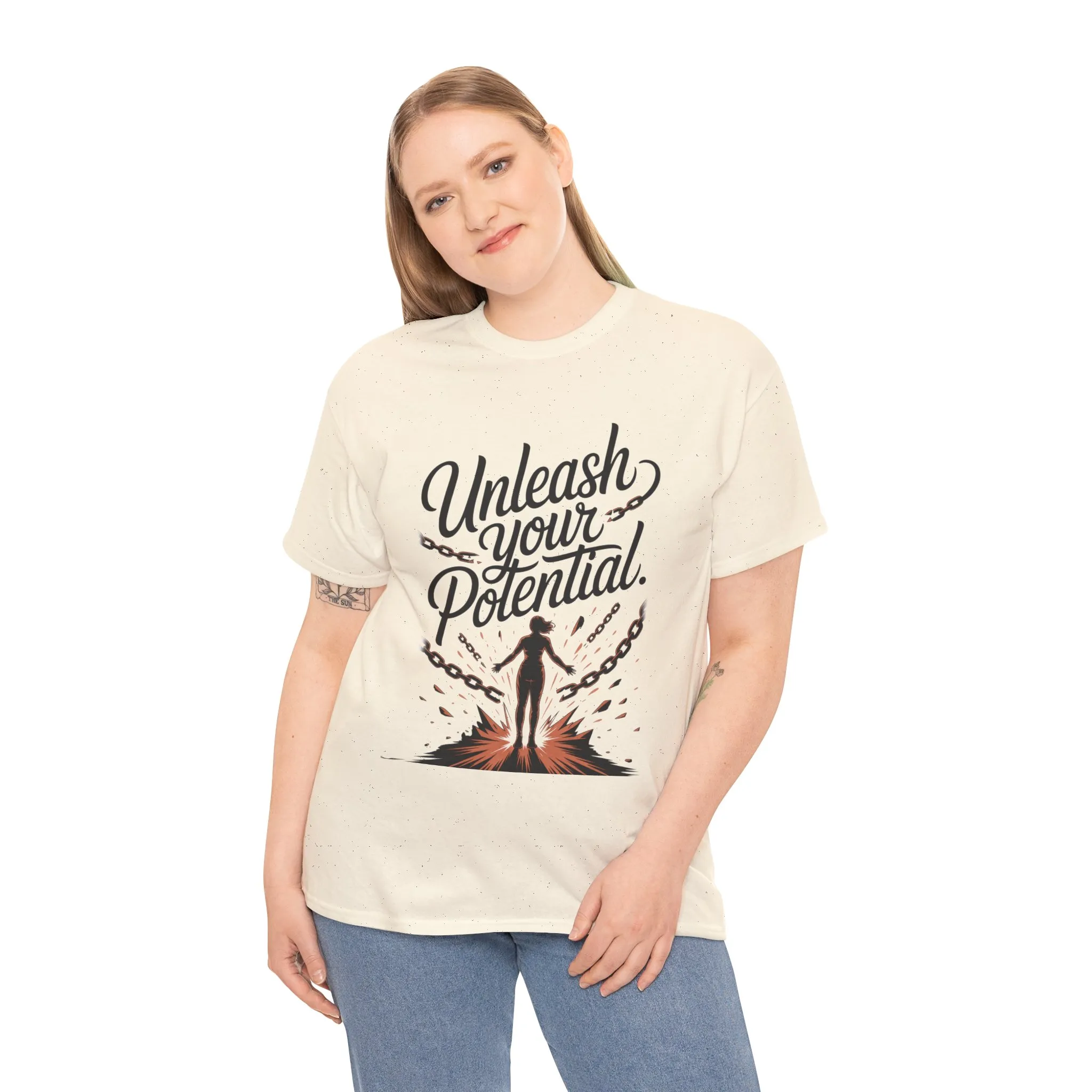 Unleash Your Potential Women's Tee, Motivational T-Shirt, Inspirational Cotton Tee, Gift for Gym Lovers, Positive Energy Top - Image 11