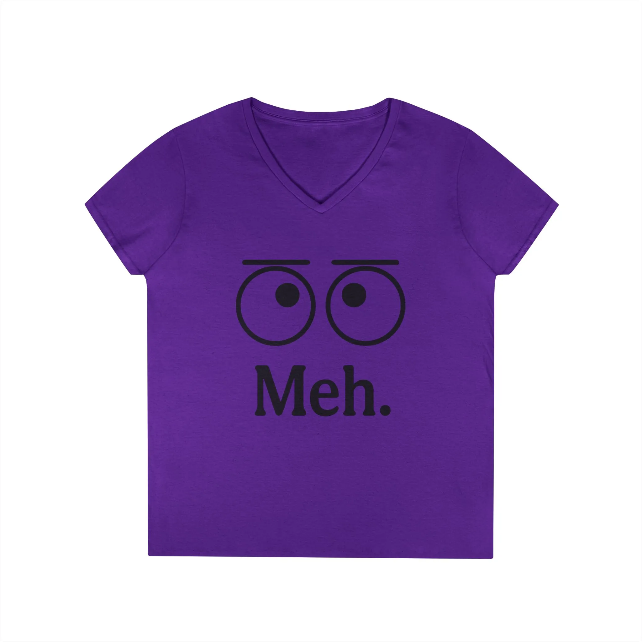 Funny Ladies' V-Neck T-Shirt - "Meh." Graphic, Casual Humor Tee, Gift for Her, Everyday Wear, Cute Top - Image 16