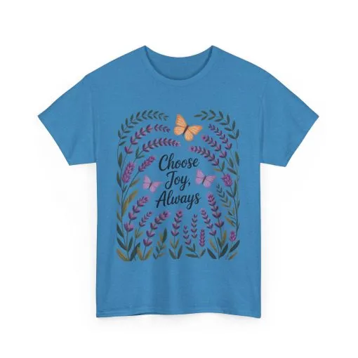 Choose Joy Always Women's Tee, Floral Graphic T-Shirt, Inspirational Gifts, Positive Vibes Apparel, Nature Lover's Gift, Lavender Printed - Image 18