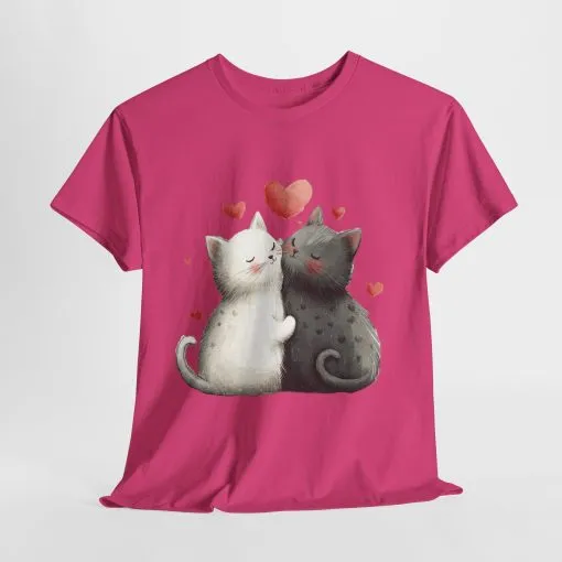 Cute Cat Love T-Shirt, Adorable Feline Couple Tee, Gift for Cat Lovers, Valentine's Day Shirt, Cozy Everyday Wear, Cat Mom T-Shirt - Image 30