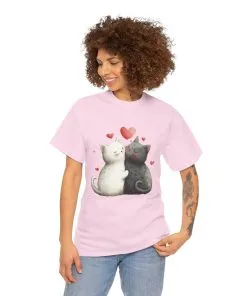 Cute Cat Love T-Shirt, Adorable Feline Couple Tee, Gift for Cat Lovers, Valentine's Day Shirt, Cozy Everyday Wear, Cat Mom T-Shirt