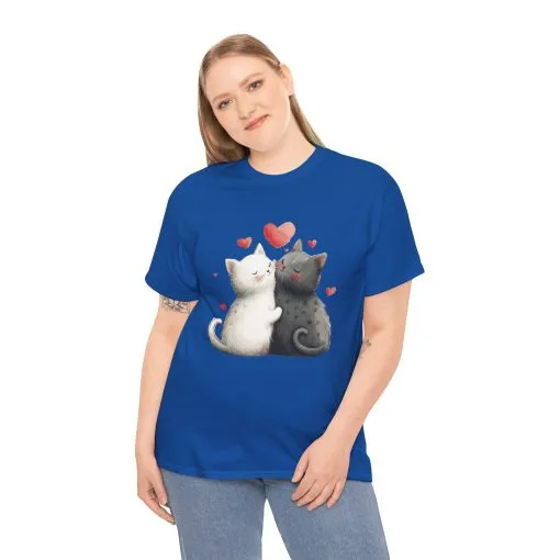 Cute Cat Love T-Shirt, Adorable Feline Couple Tee, Gift for Cat Lovers, Valentine's Day Shirt, Cozy Everyday Wear, Cat Mom T-Shirt - Image 16
